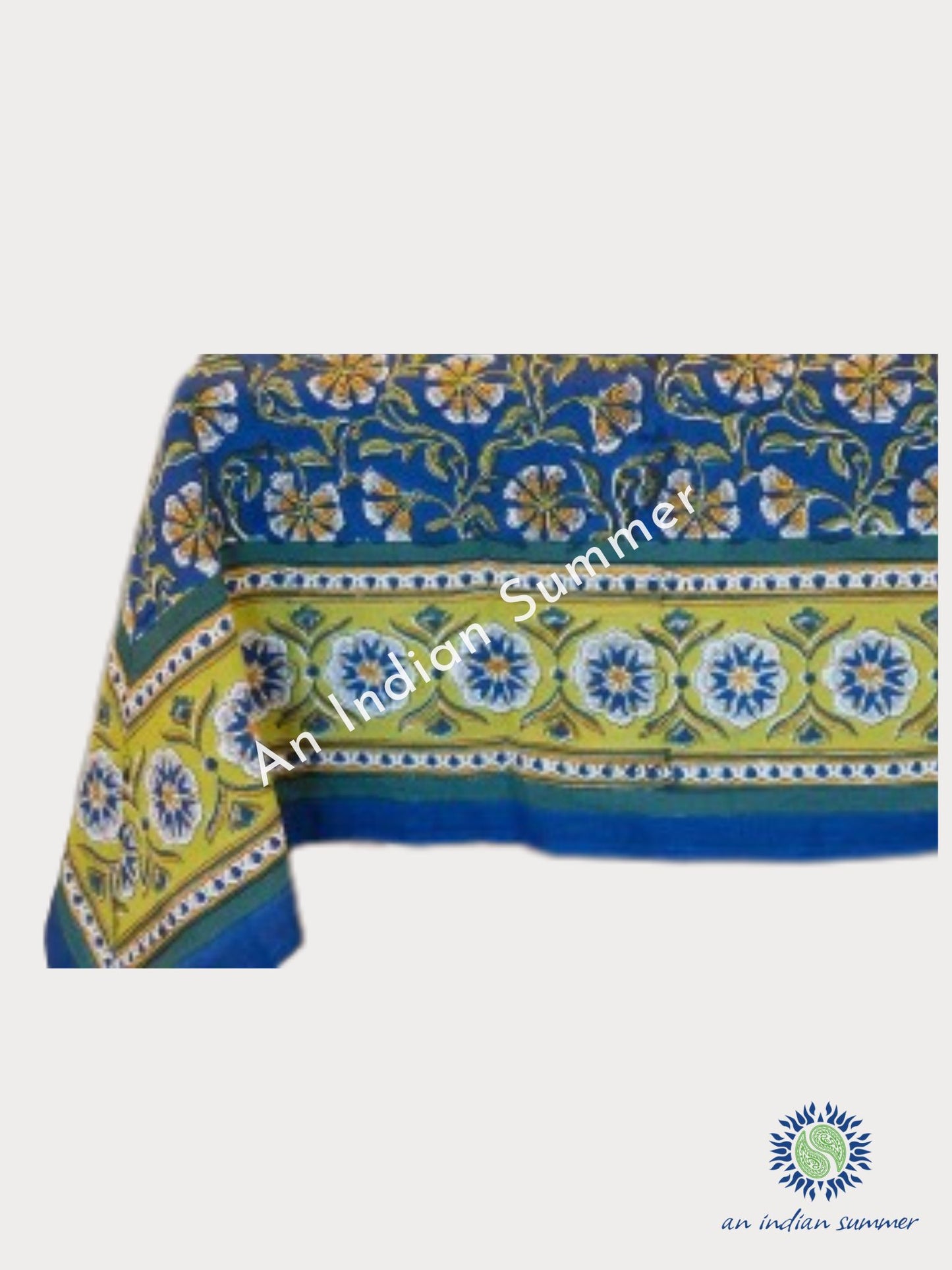 Ketki Blue | Tablecloth | Hand Block Printed | Cotton | An Indian Summer | Seasonless Timeless Sustainable Ethical Authentic Artisan Conscious Clothing Lifestyle Brand