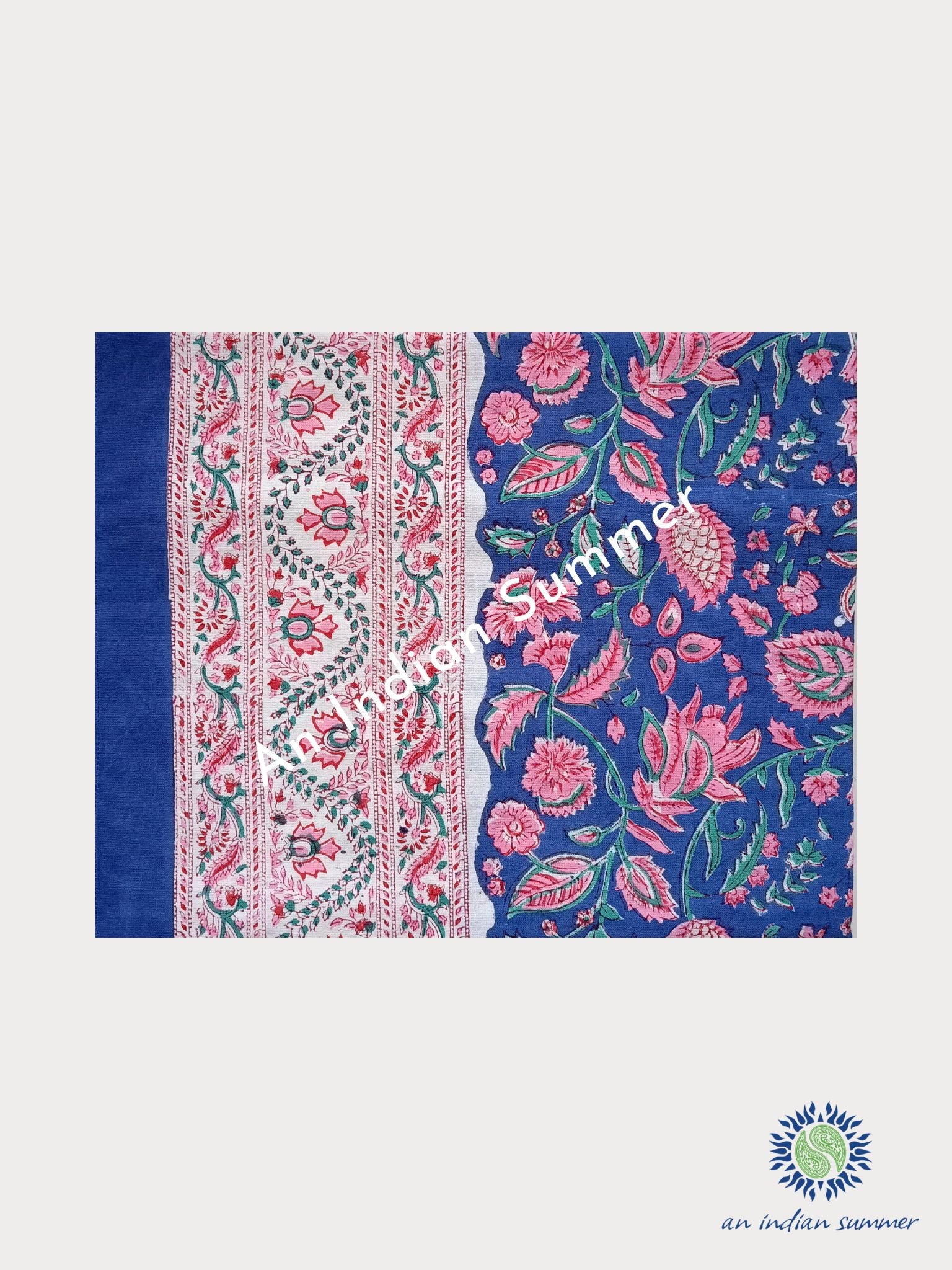 Vanah Tablecloth | Blue Pink Teal | Hand Block Printed | Cotton | An Indian Summer | Seasonless Timeless Sustainable Ethical Authentic Artisan Conscious Clothing Lifestyle Brand