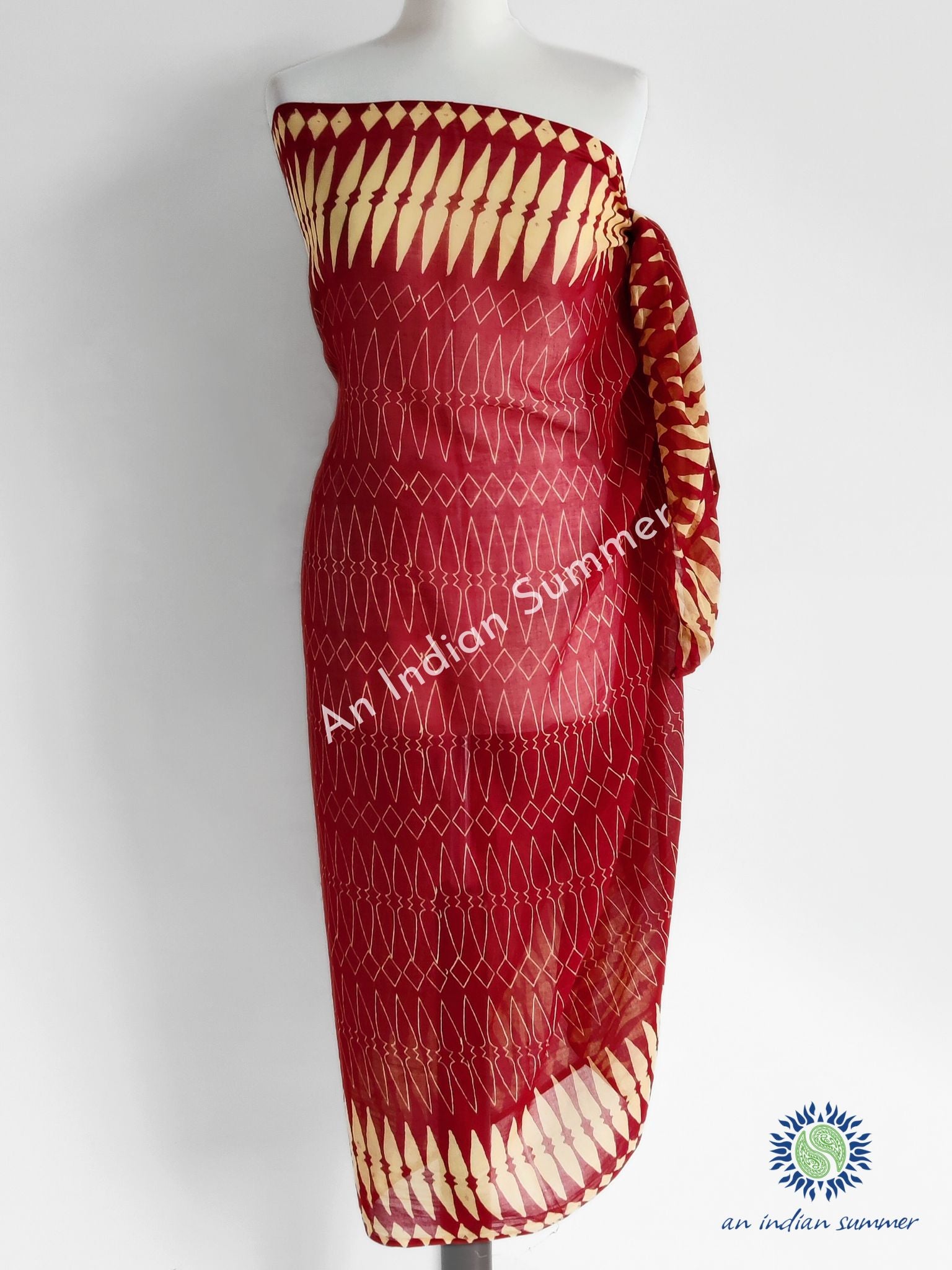 Tring Sarong Pareo | Madder Red Natural Dye | Hand Block Printed | Soft Cotton Voile | An Indian Summer | Resortwear Swimwear Beachwear | Seasonless Timeless Sustainable Ethical Authentic Artisan Conscious Clothing Lifestyle Brand