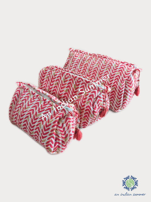 Washbags Chevron White & Red