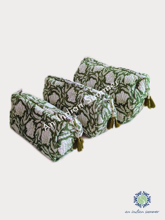 Washbags Floral Forest Green