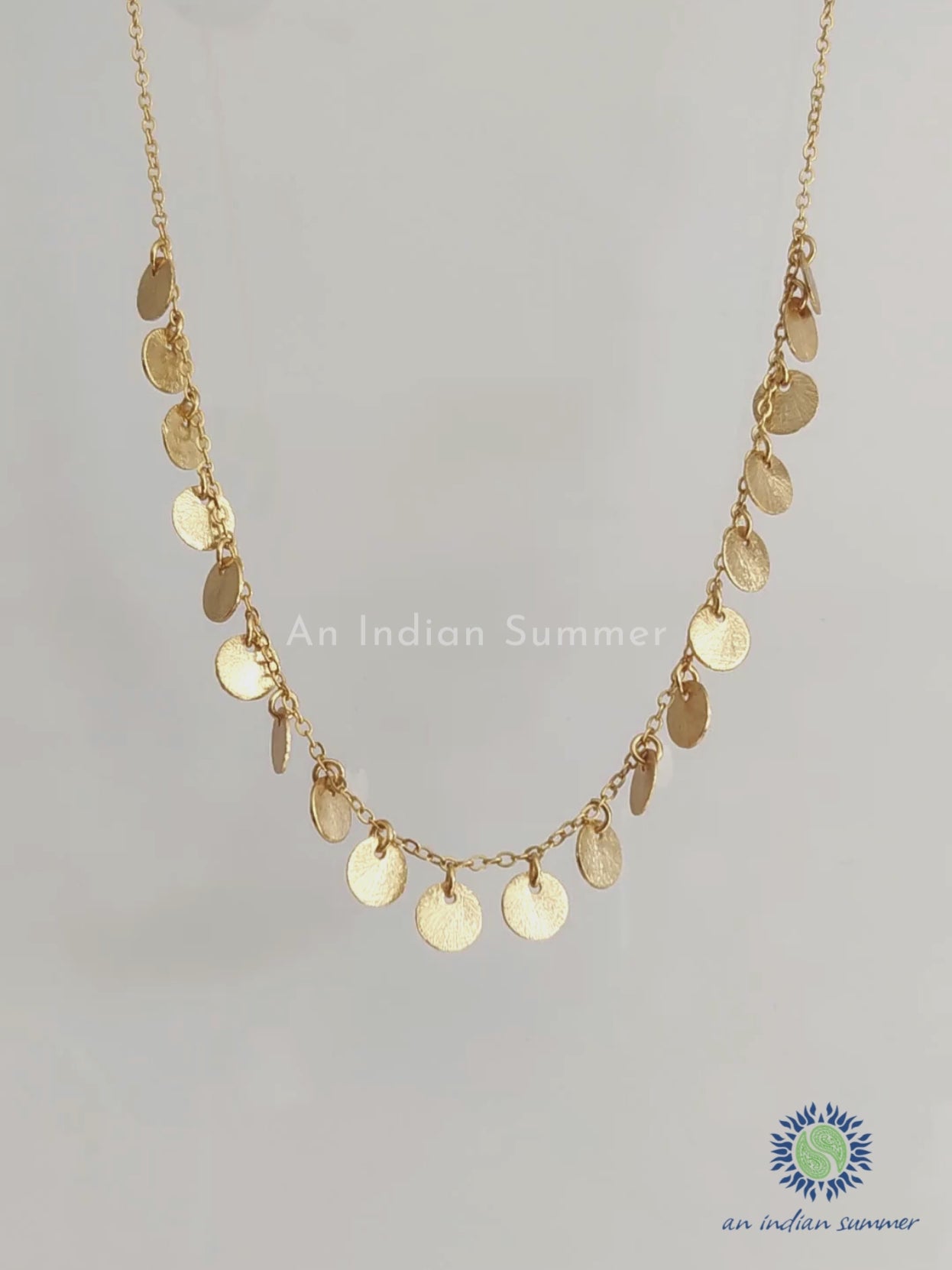 Shimmer Necklace | Hammered Discs | 22 Carat Gold Plated Semi Precious Stones | An Indian Summer | Seasonless Timeless Sustainable Ethical Authentic Artisan Conscious Clothing Lifestyle Brand