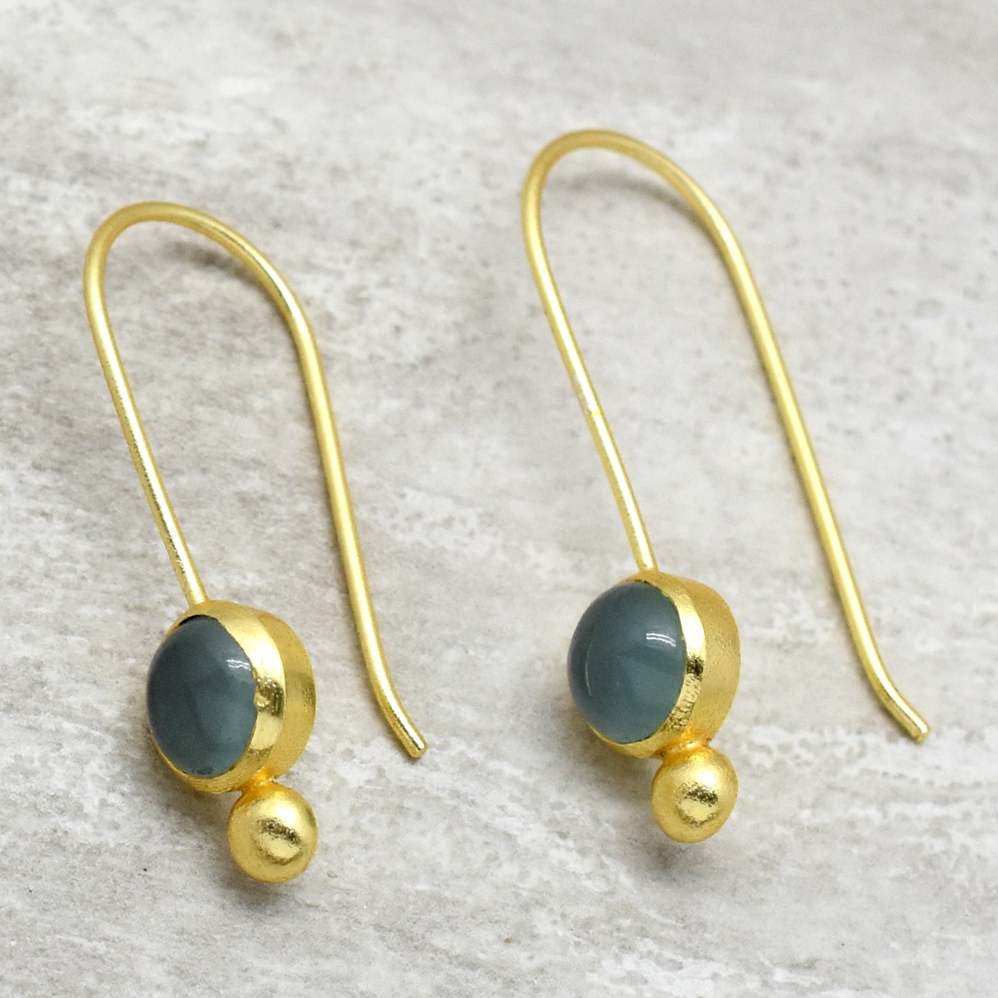 Aqua Chalcedony Drops Earrings | Gold Plated | Semi Precious Jewellery | An Indian Summer