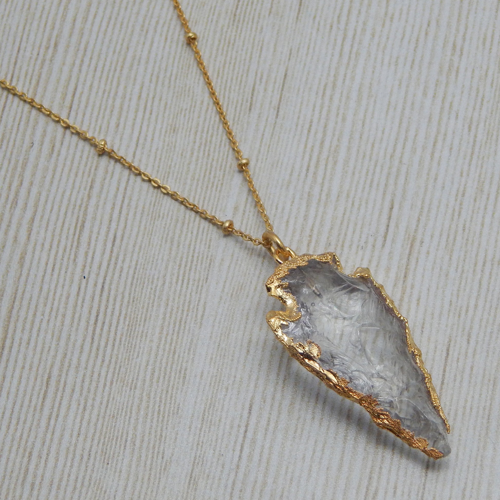 Crystal Quartz Druzy Arrowhead Necklace - An Indian Summer