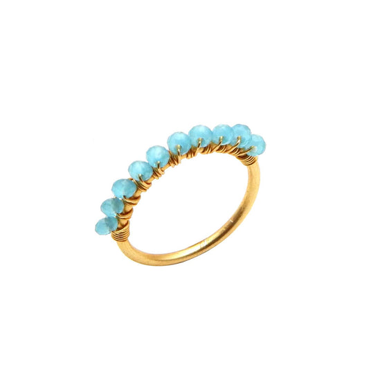 Aqua Chalcedony Row Ring - An Indian Summer