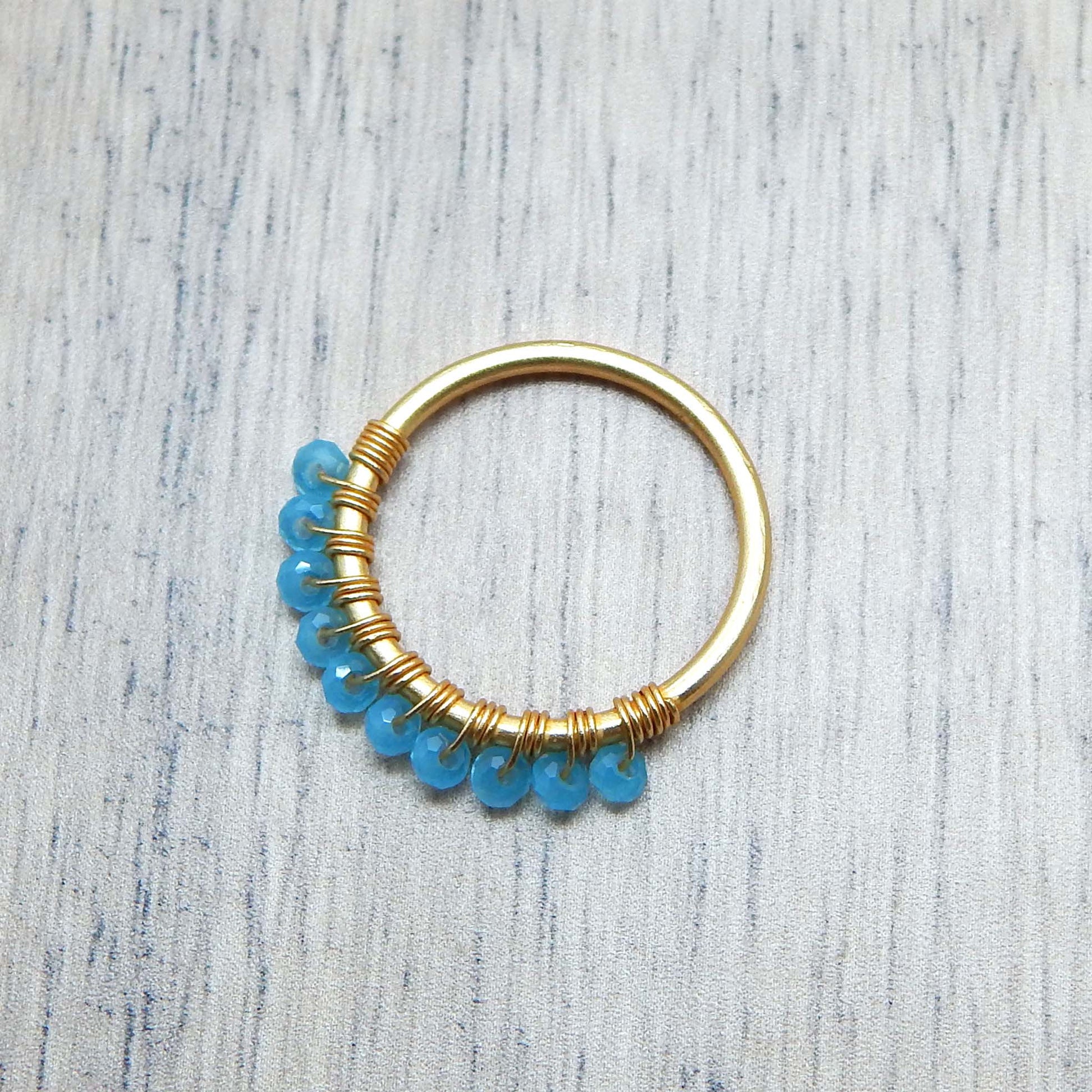Aqua Chalcedony Row Ring - An Indian Summer