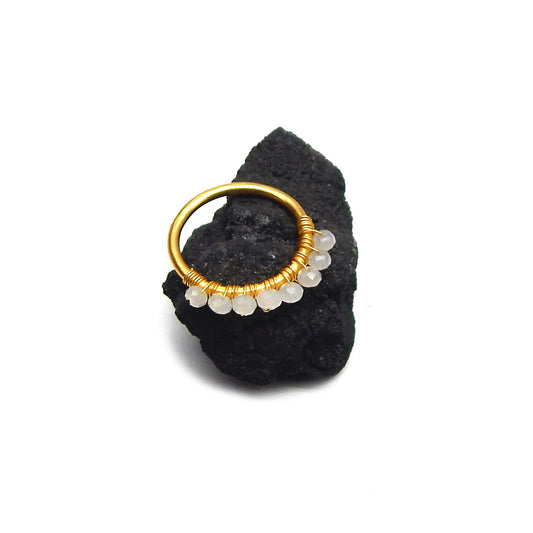 White Chalcedony Row Ring - An Indian Summer