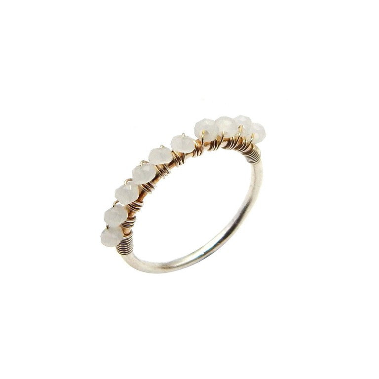 White Chalcedony Row Ring - An Indian Summer