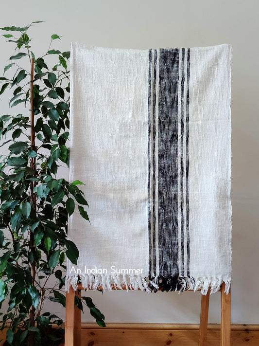 Navy | French Stripe | Handwoven Khadi Cotton Throw | An Indian Summer | Seasonless Timeless Sustainable Ethical Authentic Artisan Conscious Clothing Lifestyle Brand