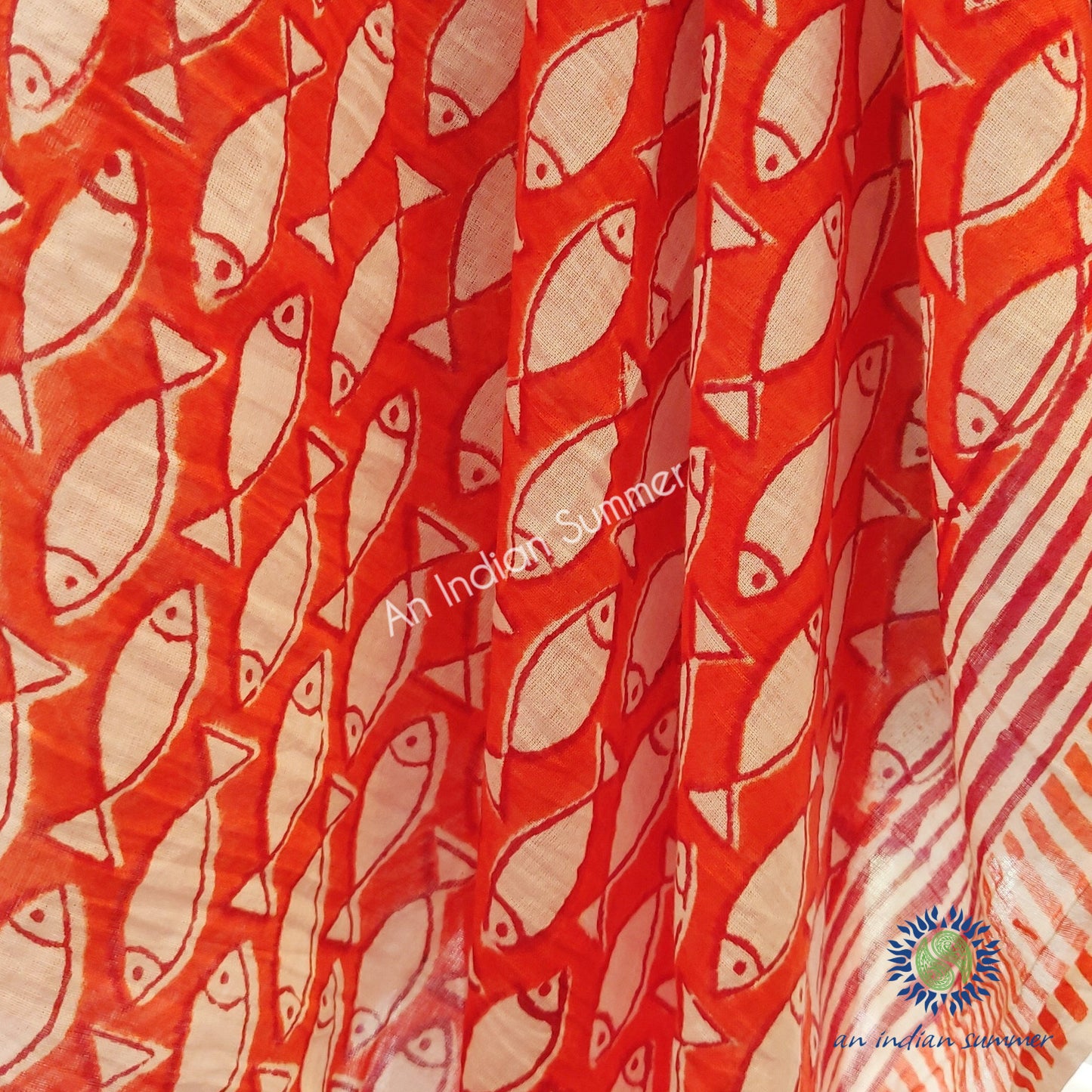 Fish Print Sarong - Orange