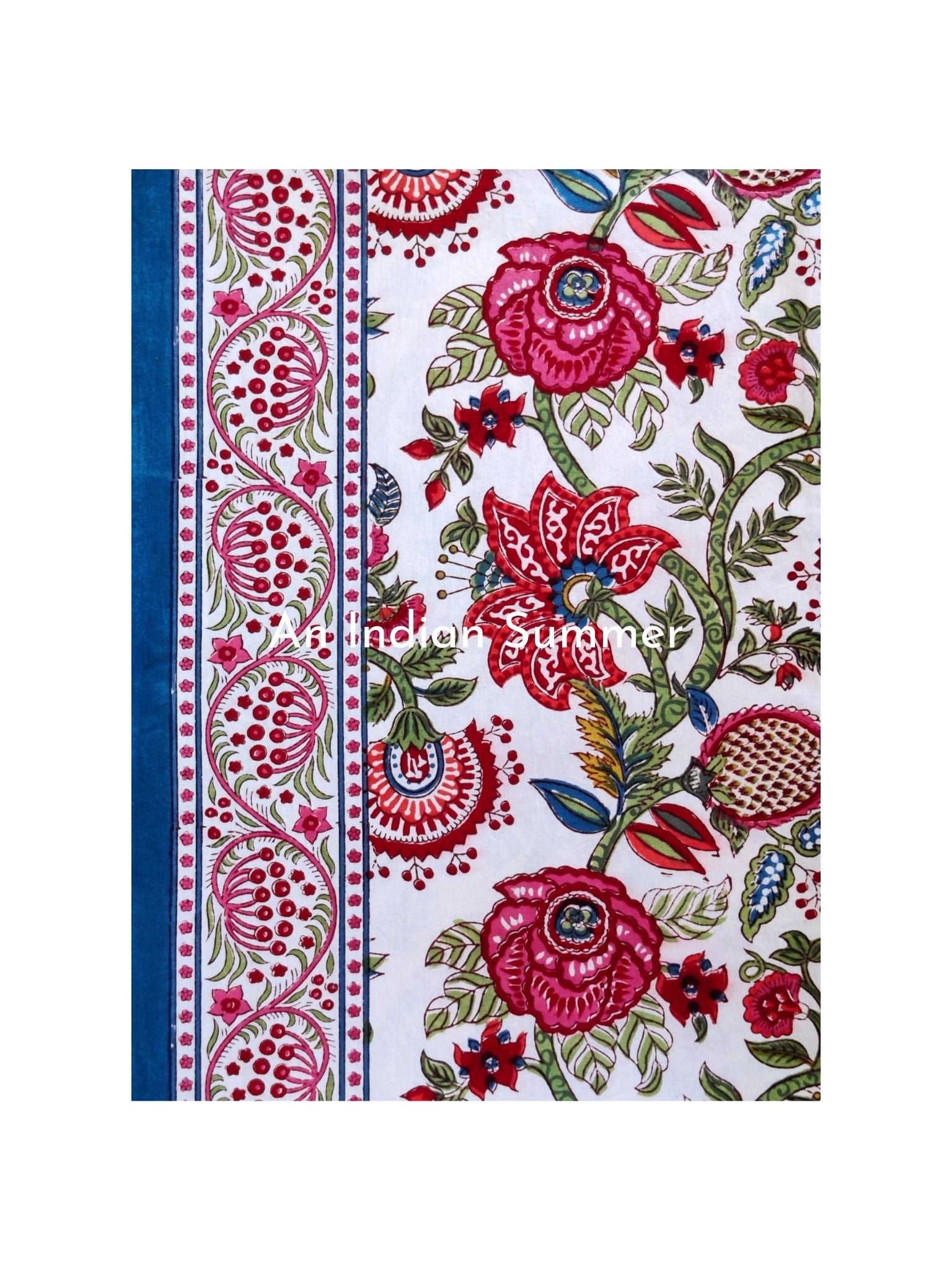 Tapestry White Multicoloured | Tablecloth | Hand Block Printed | Cotton | An Indian Summer | Seasonless Timeless Sustainable Ethical Authentic Artisan Conscious Clothing Lifestyle Brand