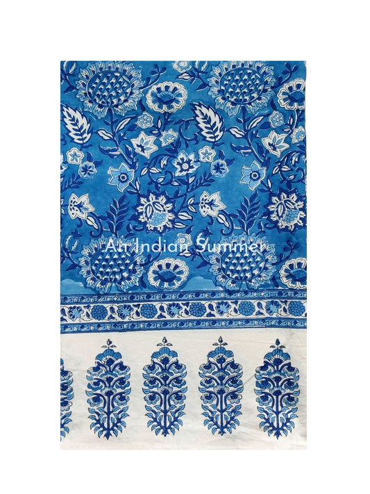 Blue and White | Bluebell | Tablecloth | Hand Block Printed | Cotton | An Indian Summer | Seasonless Timeless Sustainable Ethical Authentic Artisan Conscious Clothing Lifestyle Brand