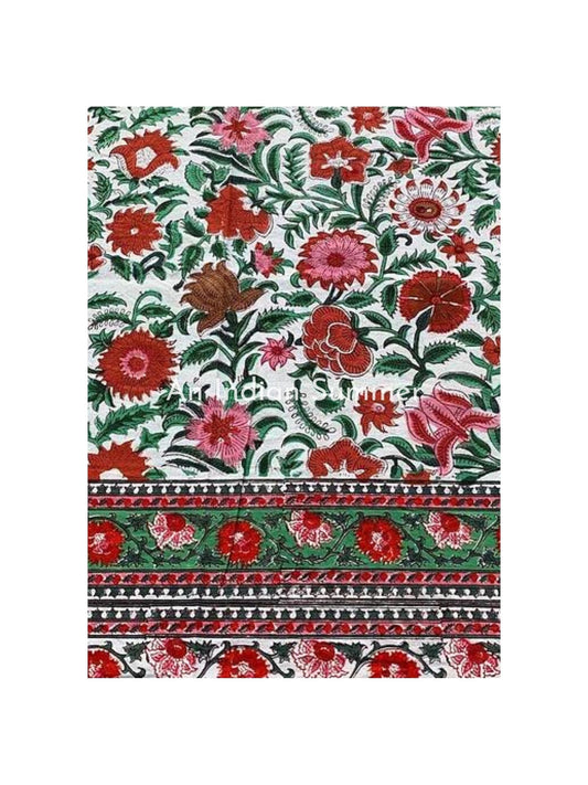 Flora White Multicoloured | Tablecloth | Hand Block Printed | Cotton | An Indian Summer | Seasonless Timeless Sustainable Ethical Authentic Artisan Conscious Clothing Lifestyle Brand