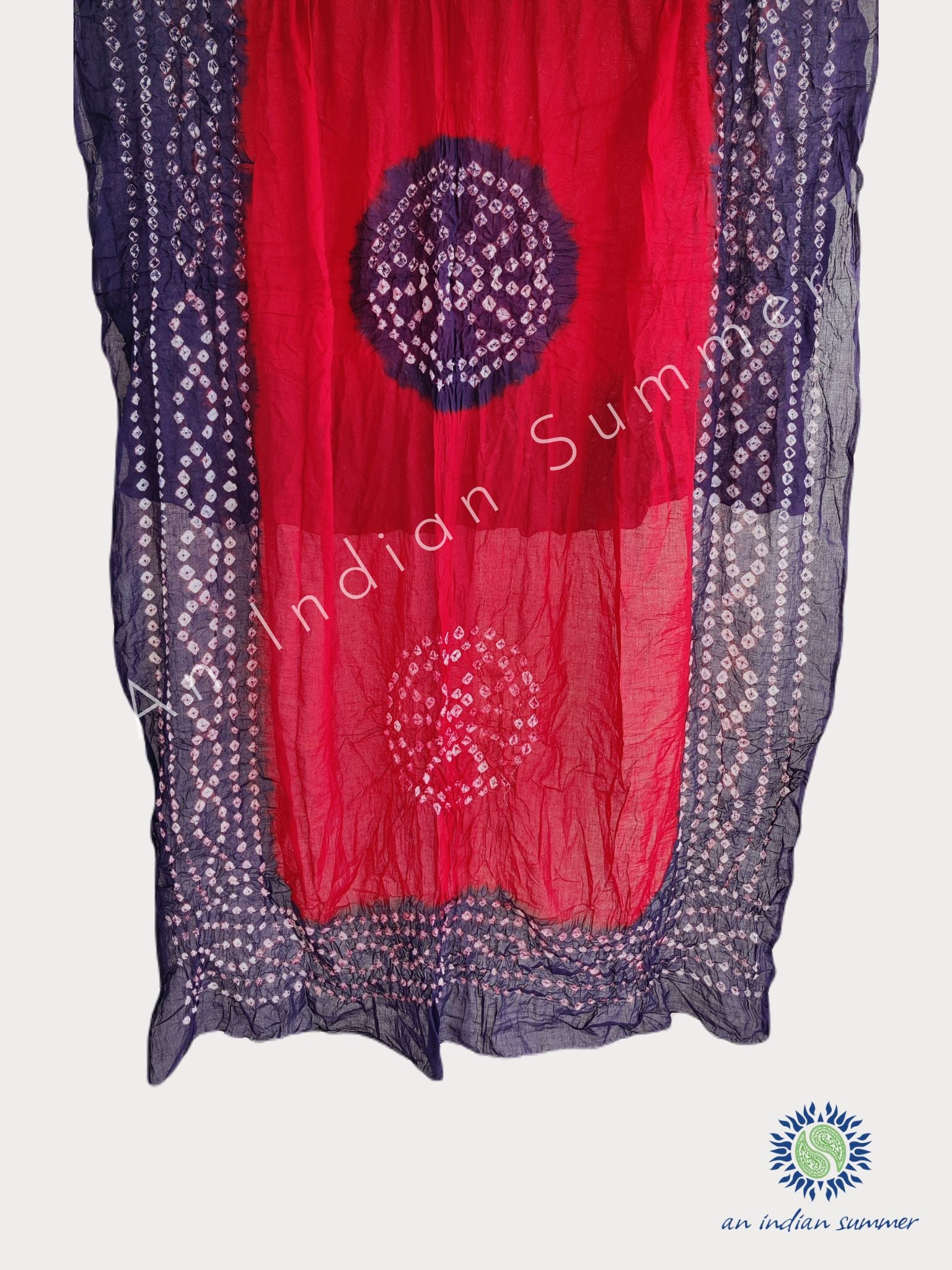 Red & Purple | Contrast Bandhani Sarongs Pareos Shawls | Bandhej Tie Dye | Hand Tie-Dyed | Cotton Voile | An Indian Summer | Seasonless Timeless Sustainable Ethical Authentic Artisan Conscious Clothing Lifestyle Brand