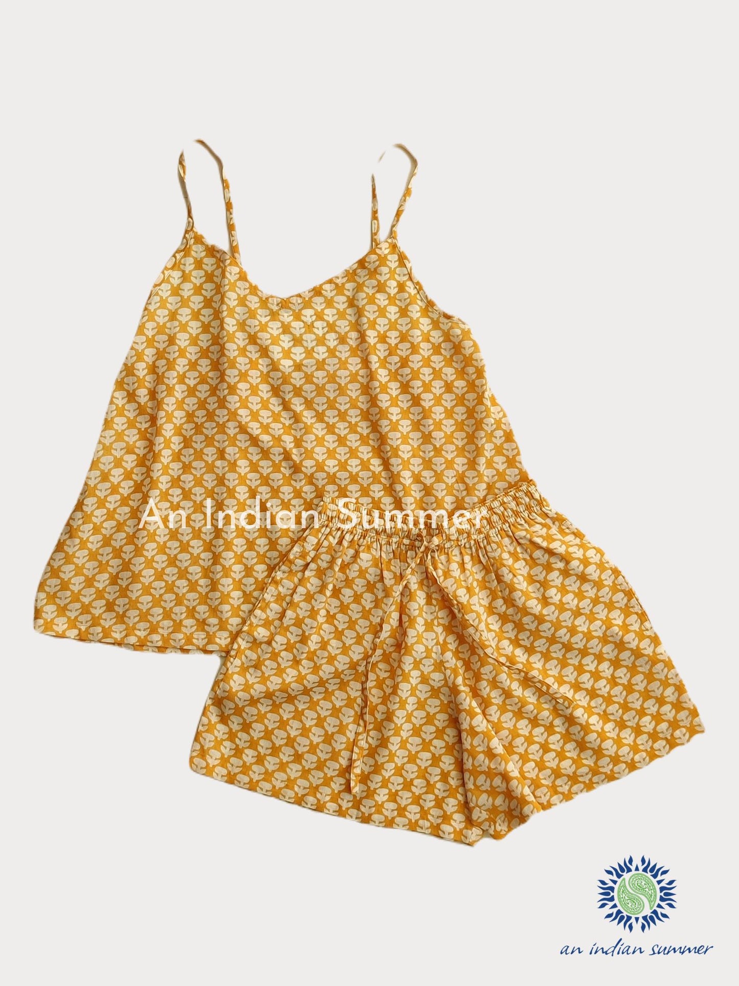Yellow | Daisy Cami Set | Hand Block Printed | Cotton Voile | An Indian Summer | Seasonless Timeless Sustainable Ethical Authentic Artisan Conscious Clothing Lifestyle Brand