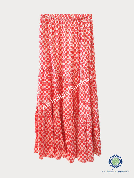 Coral | Daisy Skirt | Hand Block Printed | Cotton Voile | An Indian Summer | Seasonless Timeless Sustainable Ethical Authentic Artisan Conscious Clothing Lifestyle Brand