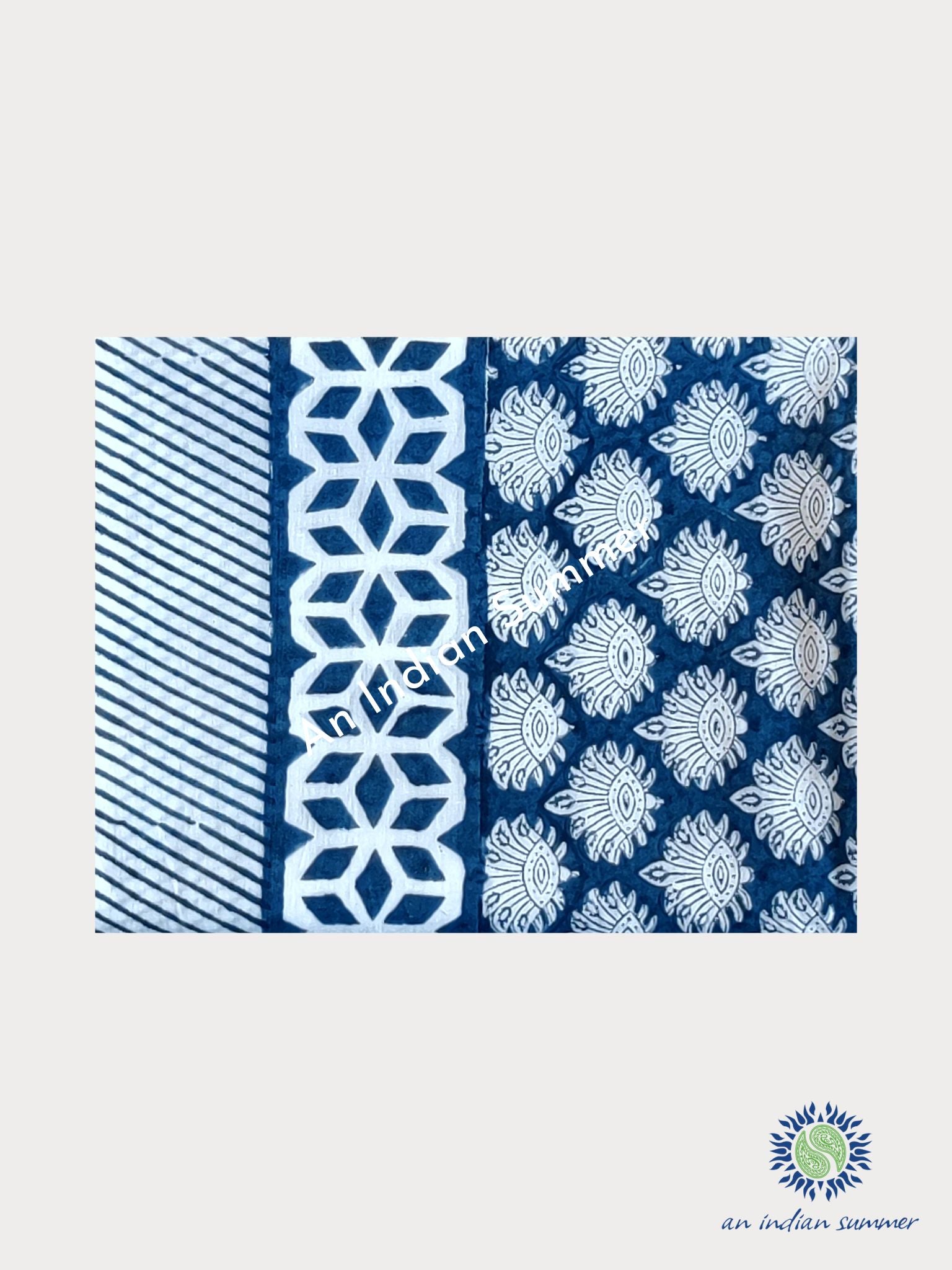 Fern Sarong Pareo | Navy Blue | Hand Block Printed | Soft Cotton Voile | An Indian Summer | Resortwear Swimwear Beachwear | Seasonless Timeless Sustainable Ethical Authentic Artisan Conscious Clothing Lifestyle Brand