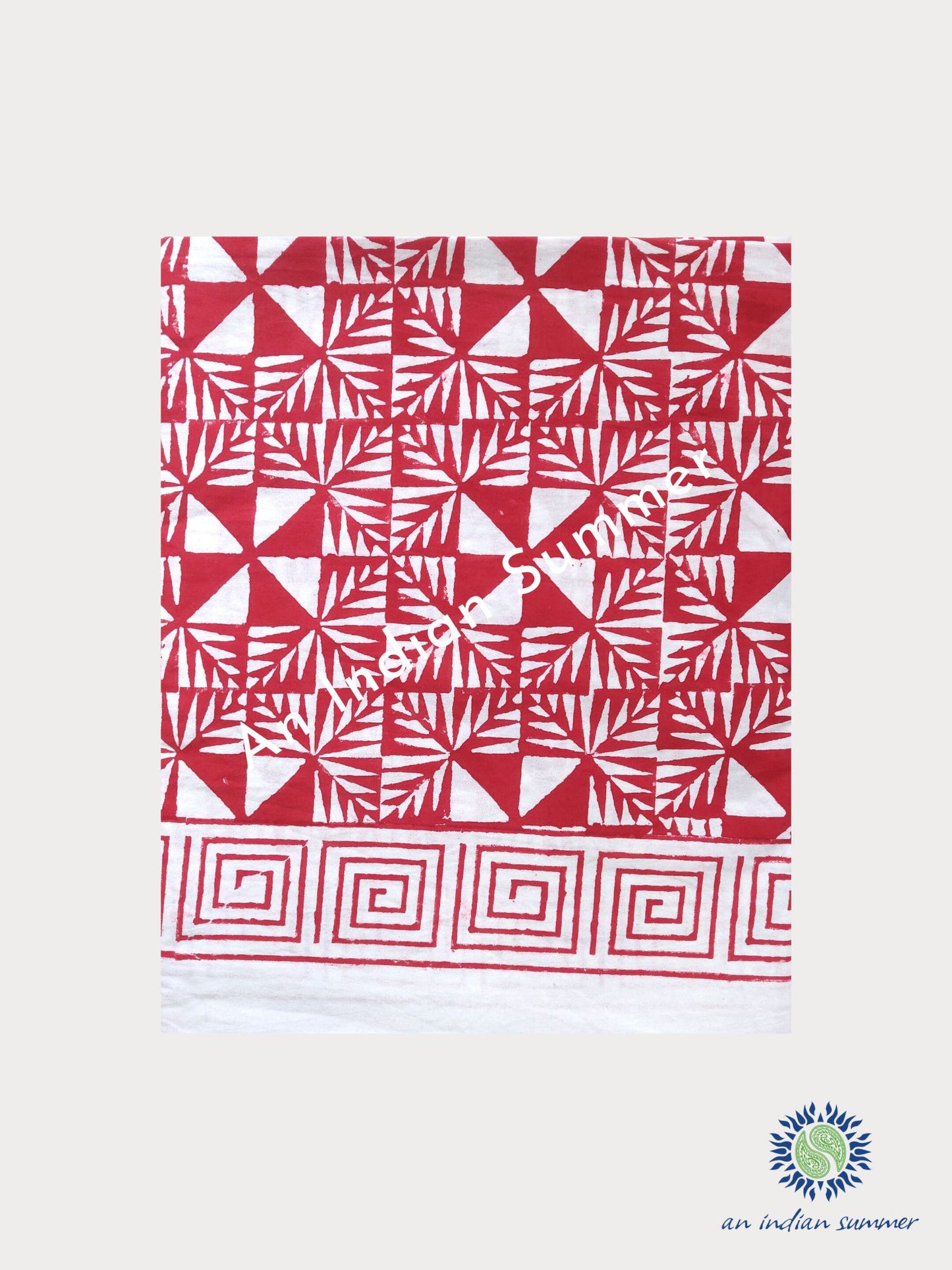 Tablecloth | Geometric | Red | Wood Block Print | Hand Block Printed | Cotton | An Indian Summer | Seasonless Timeless Sustainable Ethical Authentic Artisan Conscious Clothing Lifestyle Brand