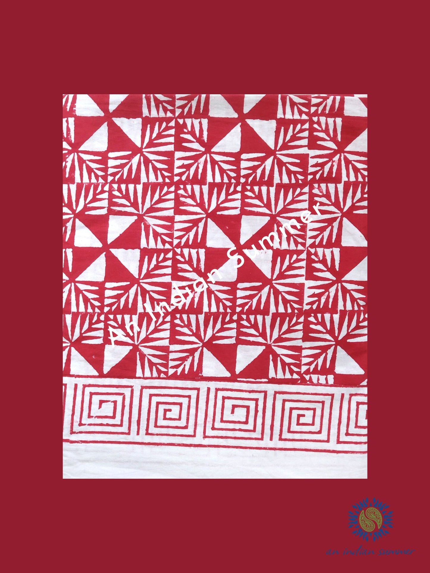 Tablecloth | Geometric | Red | Wood Block Print | Hand Block Printed | Cotton | An Indian Summer | Seasonless Timeless Sustainable Ethical Authentic Artisan Conscious Clothing Lifestyle Brand