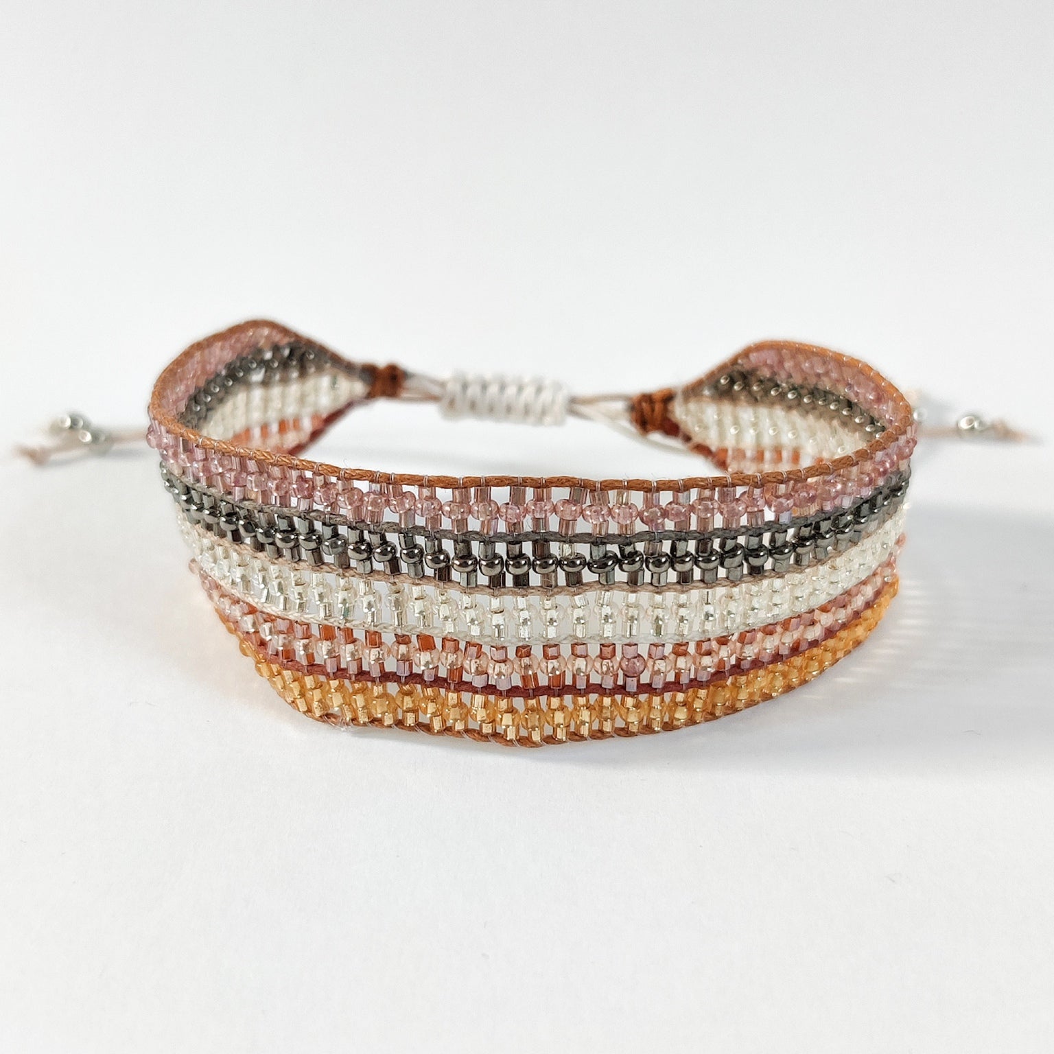 An Indian Summer Ibiza Wide Bracelet Neutral Glass Beads Arm Candy Stacking Bracelets
