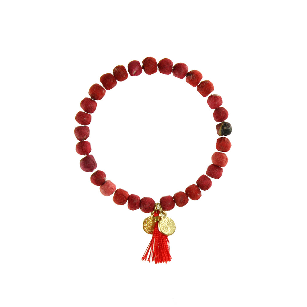 An Indian Summer Kantha Bracelet Red
