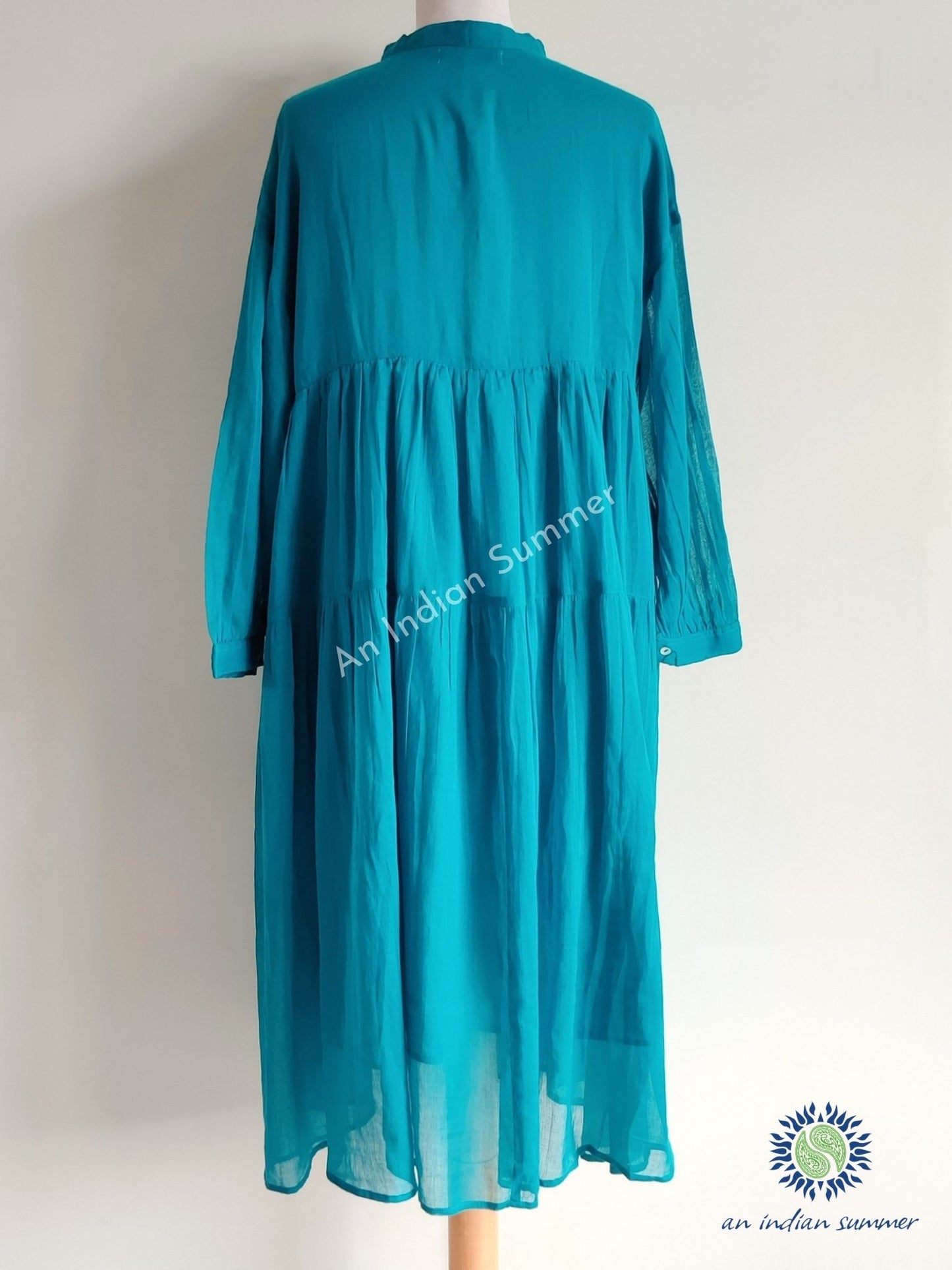 Peacock Blue | Nitya Dress | Plain Cotton Dress Self Lined with Pockets | Cotton Voile | An Indian Summer | Seasonless Timeless Sustainable Ethical Authentic Artisan Conscious Clothing Lifestyle Brand