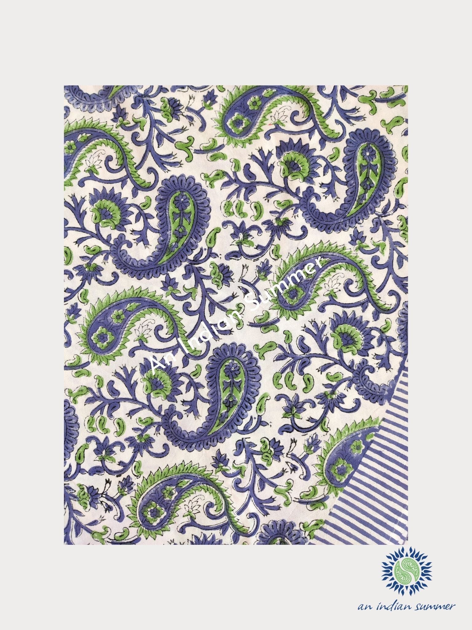 Blue & Green | Paisley Print | Round Tablecloth & Napkins Set | Hand Block Printed | Cotton | An Indian Summer | Seasonless Timeless Sustainable Ethical Authentic Artisan Conscious Clothing Lifestyle Brand