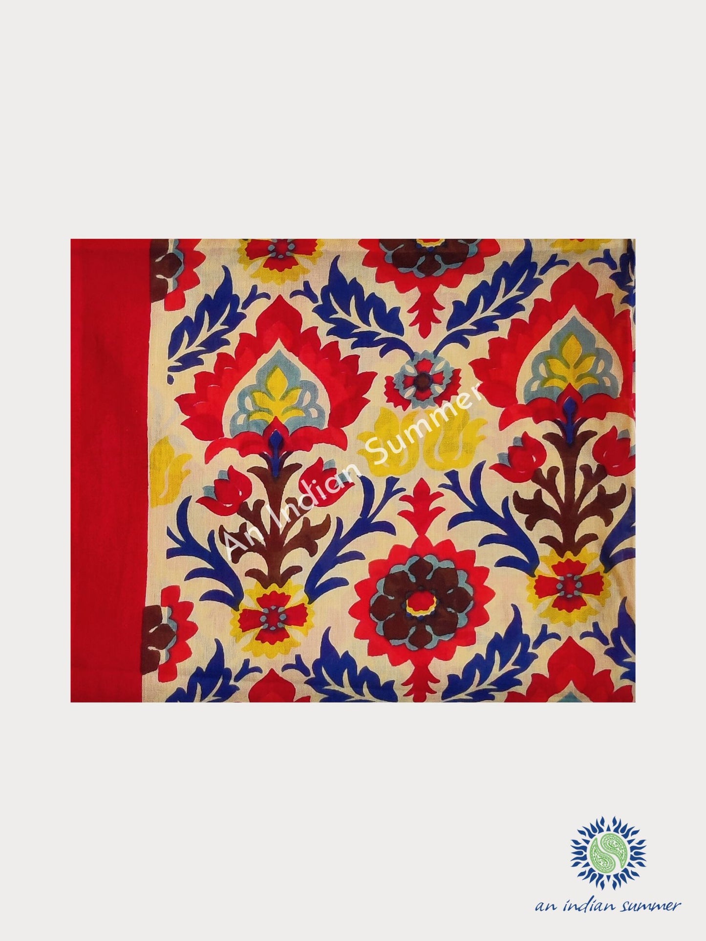Samara Sarong Pareo | Red | Hand Block Printed | Soft Cotton Voile | An Indian Summer | Seasonless Timeless Sustainable Ethical Authentic Artisan Conscious Clothing Lifestyle Brand