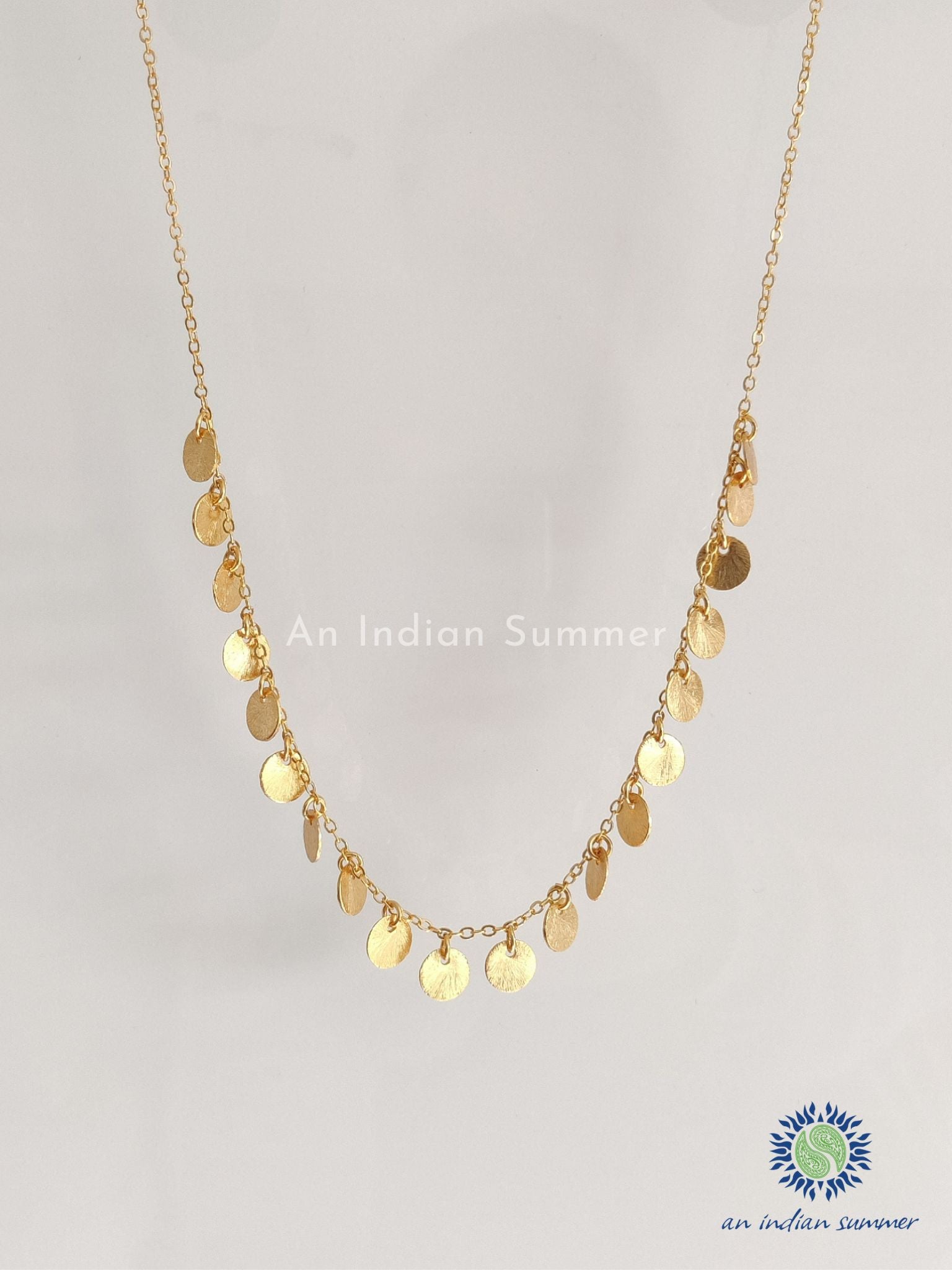 Shimmer Necklace | Hammered Discs | 22 Carat Gold Plated Semi Precious Stones | An Indian Summer | Seasonless Timeless Sustainable Ethical Authentic Artisan Conscious Clothing Lifestyle Brand