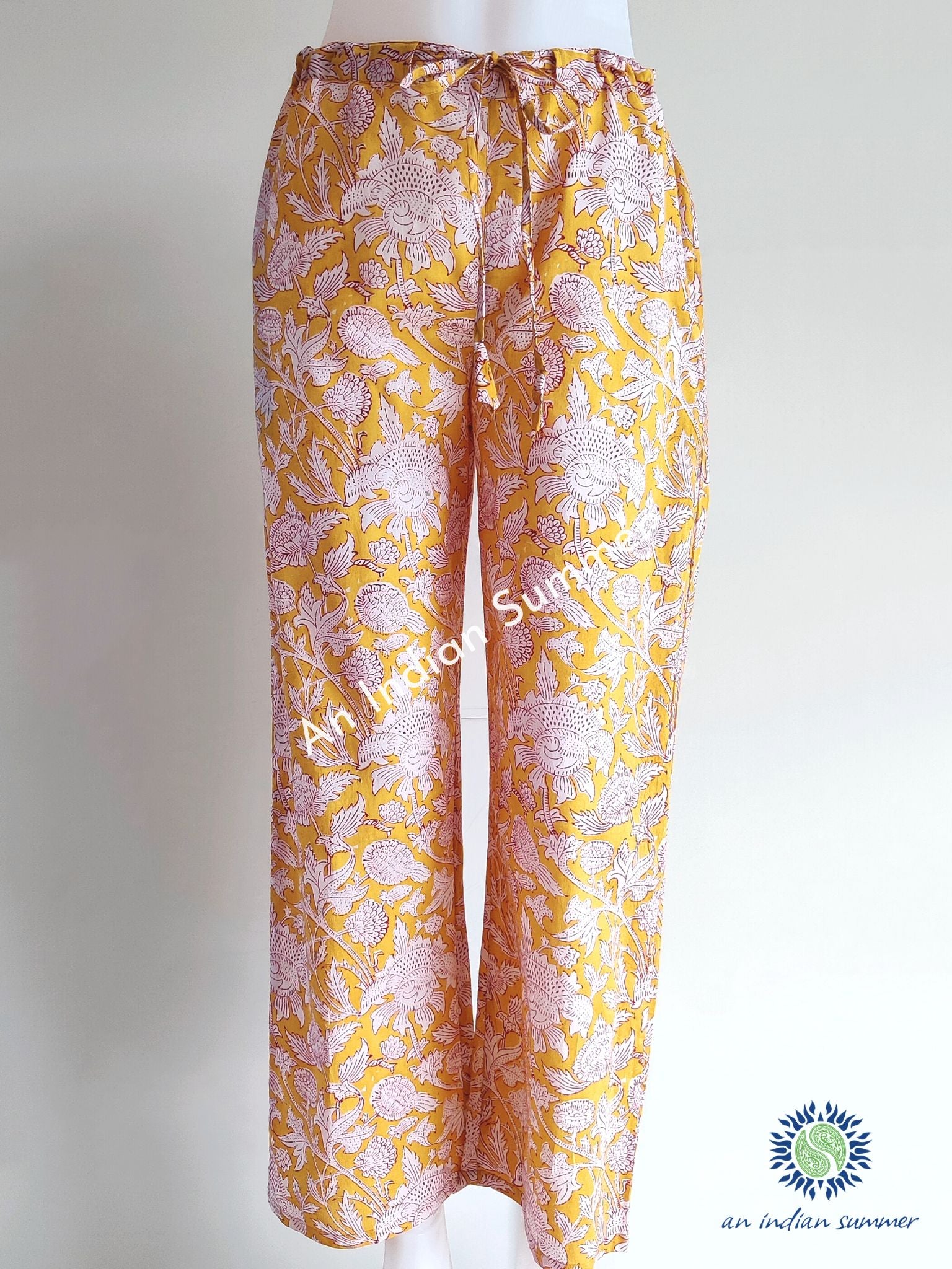 Cotton Trousers | Thistle | Amber | Botanical Block Print | Hand Block Printed | Cotton Voile | An Indian Summer | Seasonless Timeless Sustainable Ethical Authentic Artisan Conscious Clothing Lifestyle Brand