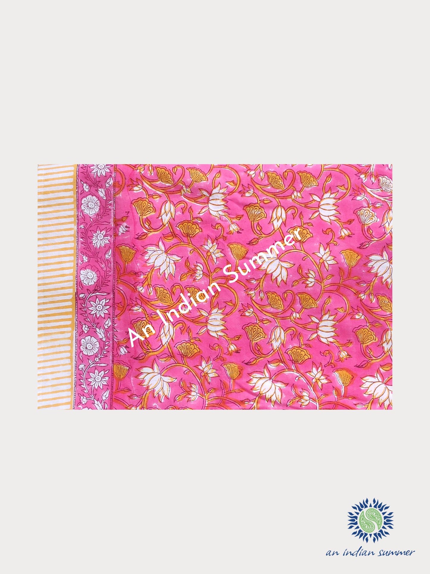 Waterlily Tablecloth | Pink & Orange | Hand Block Printed | Cotton | An Indian Summer | Seasonless Timeless Sustainable Ethical Authentic Artisan Conscious Clothing Lifestyle Brand