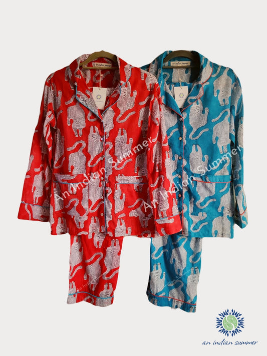 Tiger Pyjamas | Long Pyjama Set | Hand Block Printed | Cotton | An Indian Summer | Seasonless Timeless Sustainable Ethical Authentic Artisan Conscious Clothing Lifestyle Brand