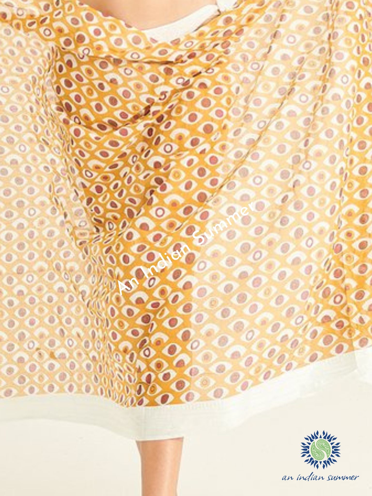 Evil Eye Woven Border Sarong Pareo | Mustard Yellow | Hand Block Printed | Soft Cotton Voile | An Indian Summer | Resortwear Swimwear Beachwear | Seasonless Timeless Sustainable Ethical Authentic Artisan Conscious Clothing Lifestyle Brand