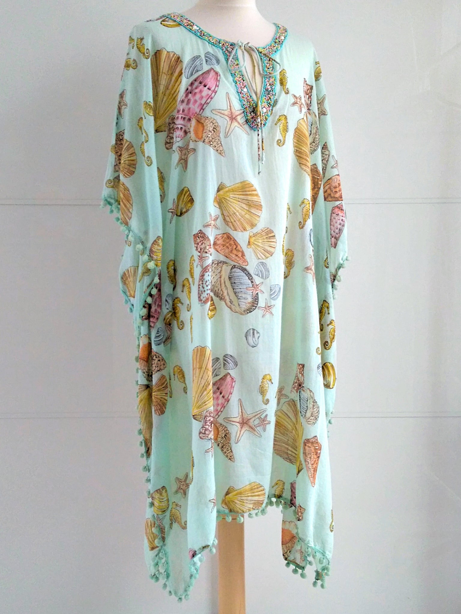 Calypso Seashells Kaftan Mint - An Indian Summer