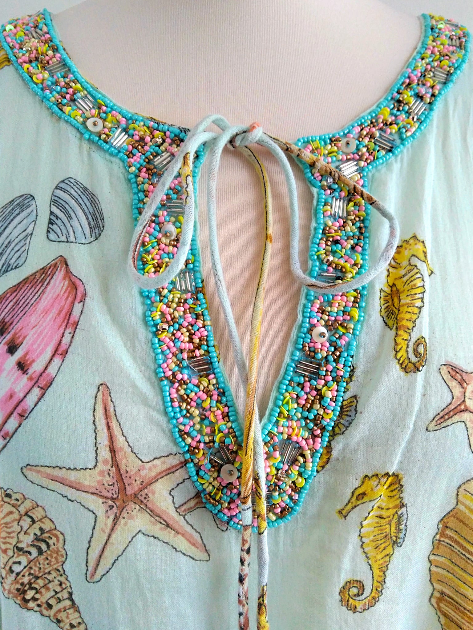 Calypso Seashells Kaftan Mint - An Indian Summer