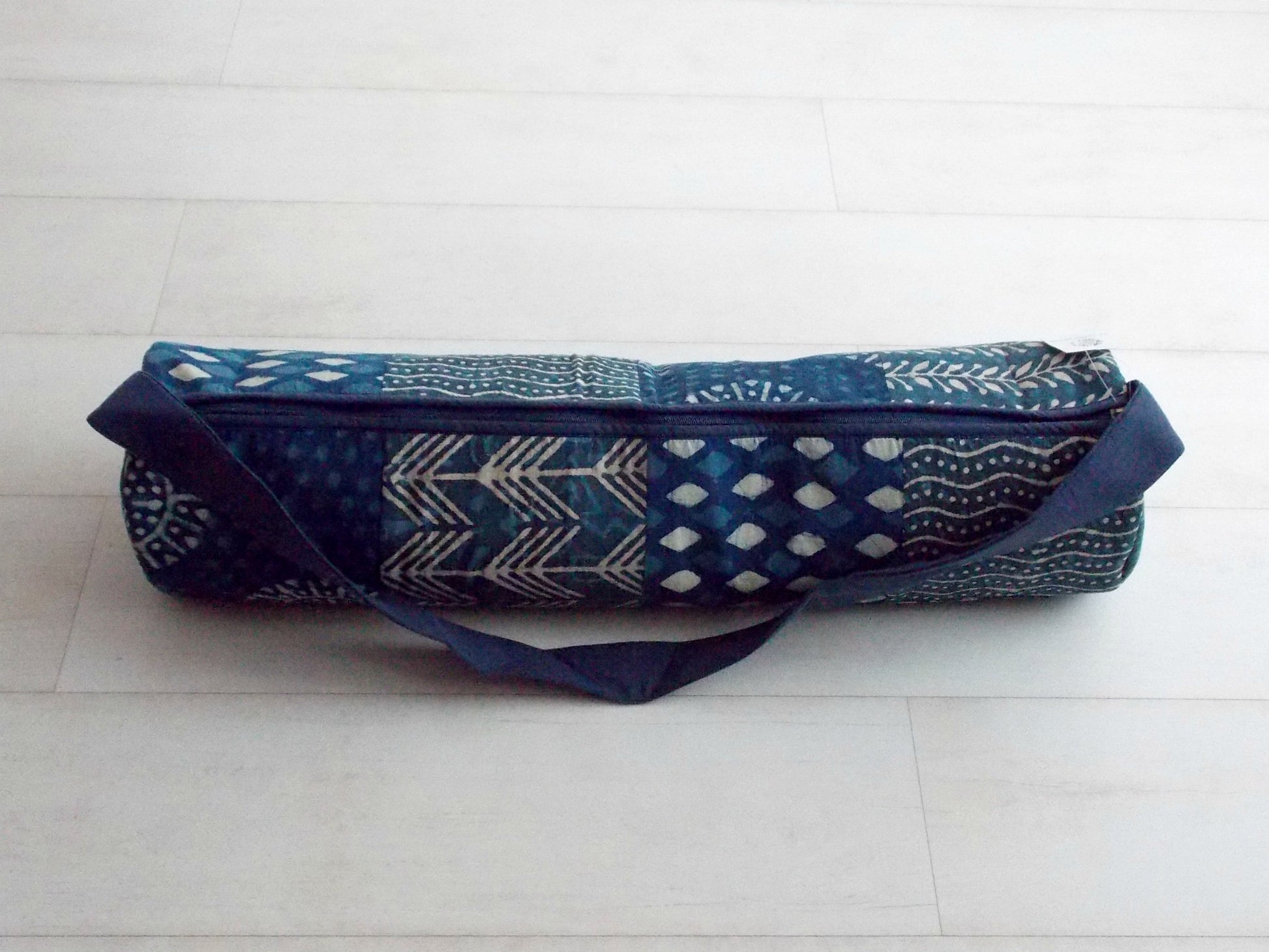 Indigo Dyed Medley Yoga Bag - Patchwork Squares - An Indian Summer