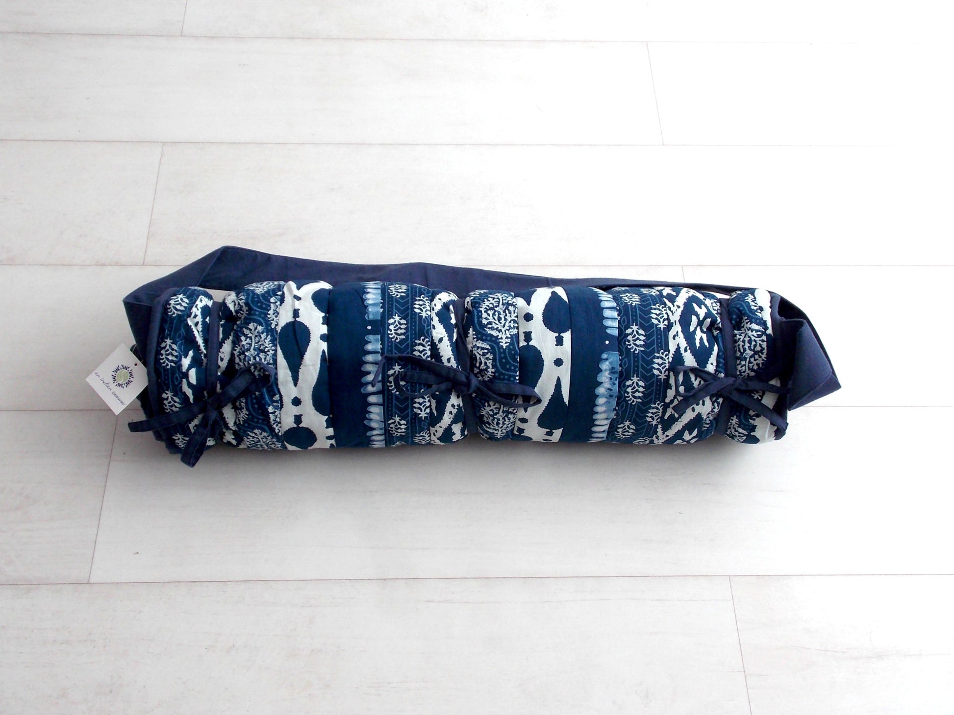 Blue Medley Yoga Mat - Patchwork Stripes - An Indian Summer