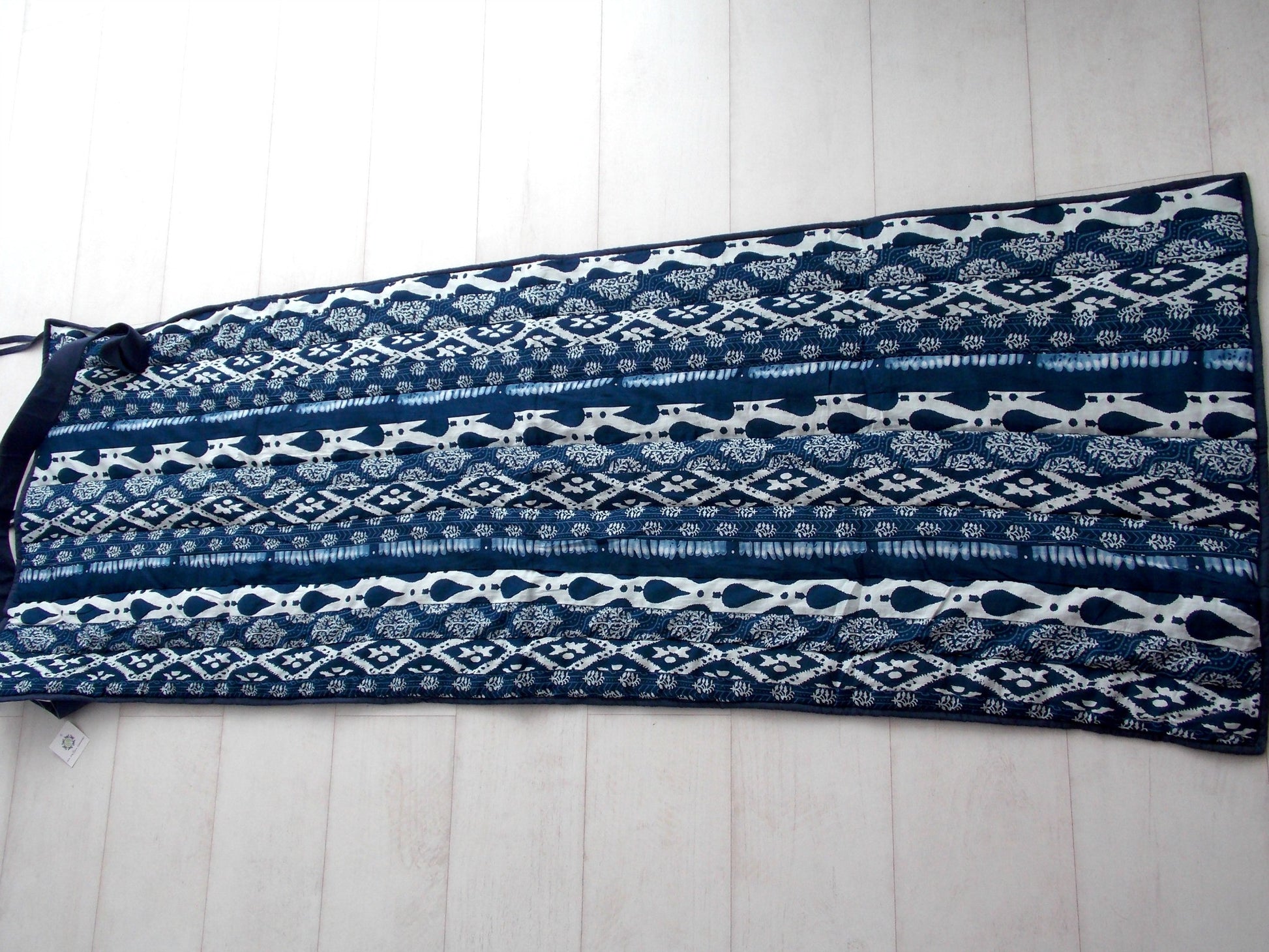 Blue Medley Yoga Mat - Patchwork Stripes - An Indian Summer