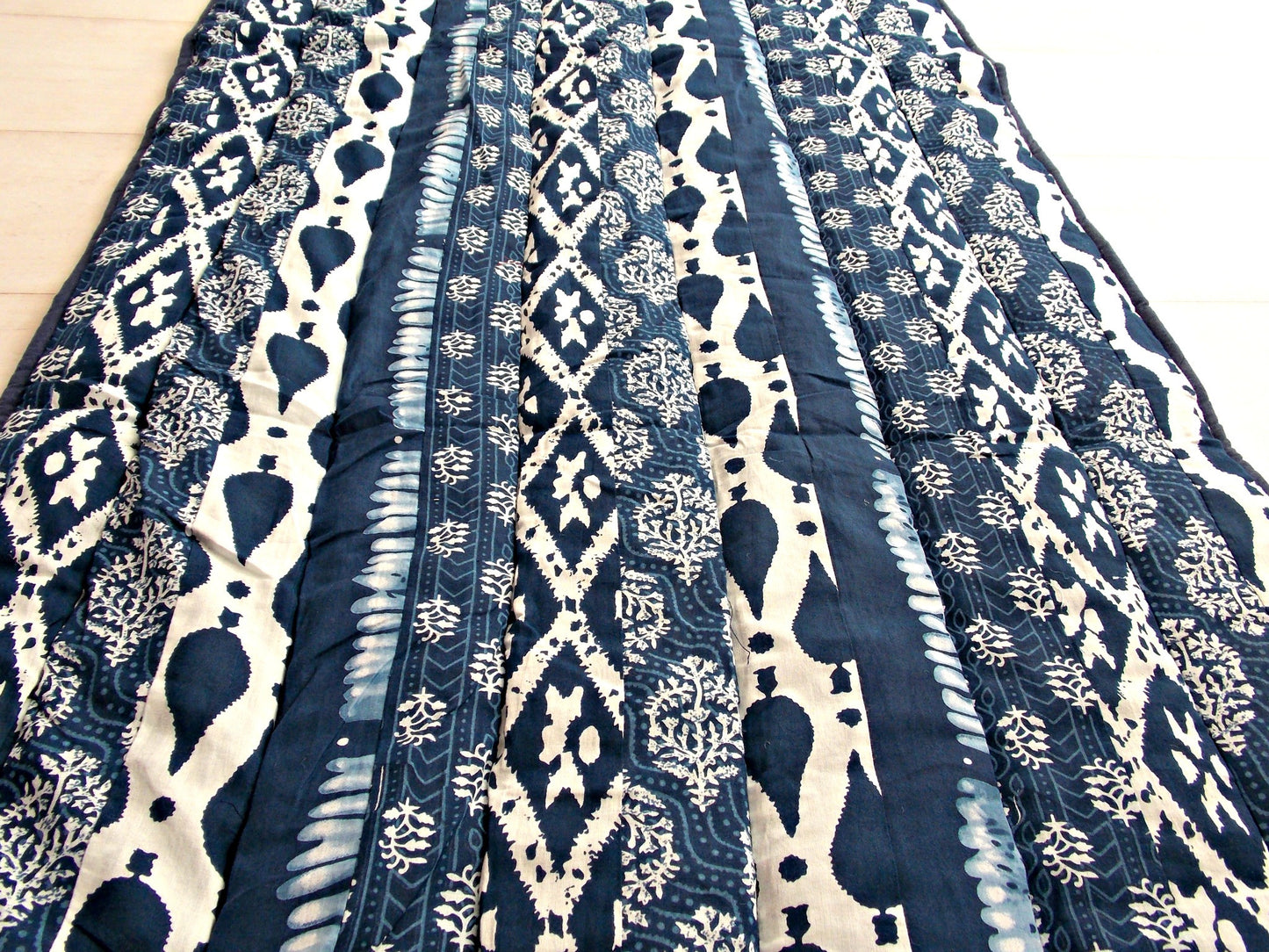 Blue Medley Yoga Mat - Patchwork Stripes - An Indian Summer