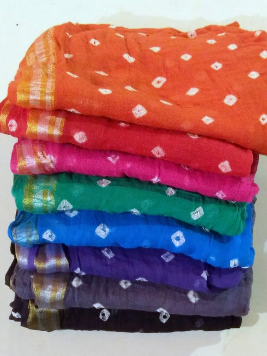 Bandhani Zari Border Cotton Scarves - An Indian Summer