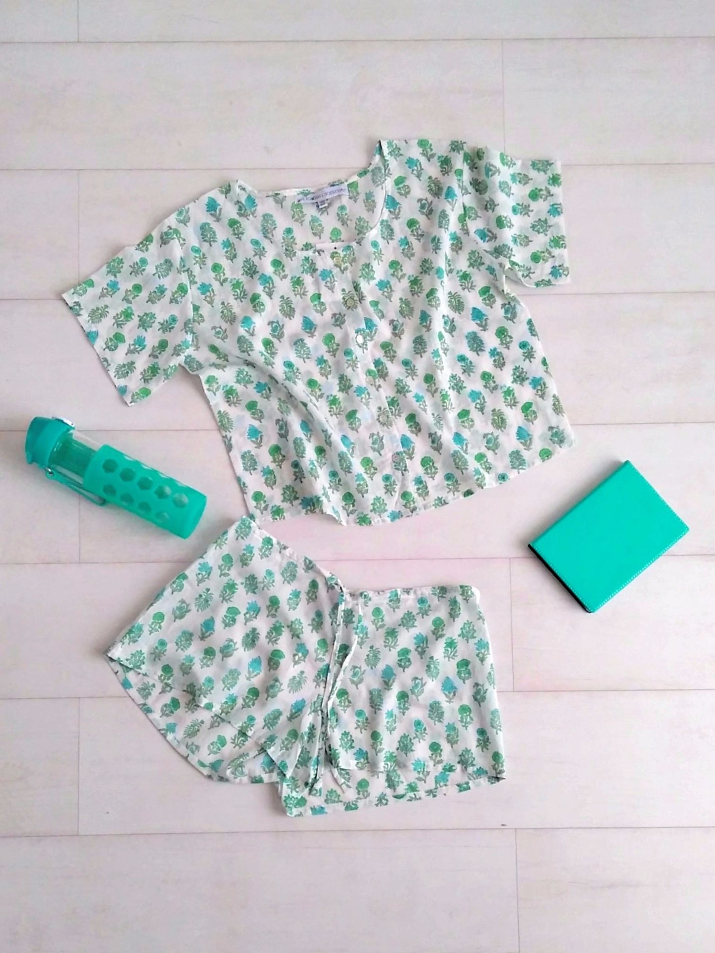 Pippa Crop Top & Shorts Set - Jade - An Indian Summer