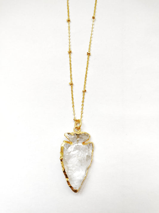 Crystal Quartz Druzy Arrowhead Necklace - An Indian Summer