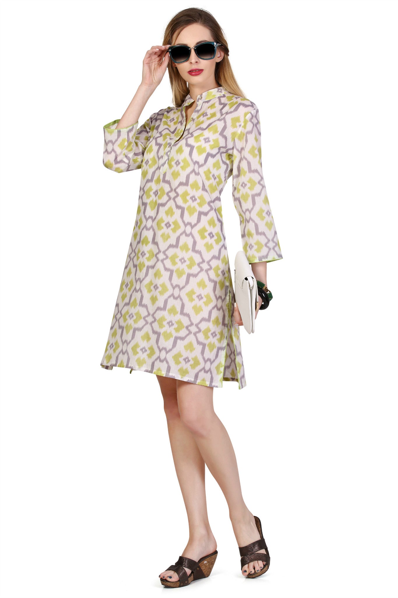 Ikat Lime Kurta - An Indian Summer