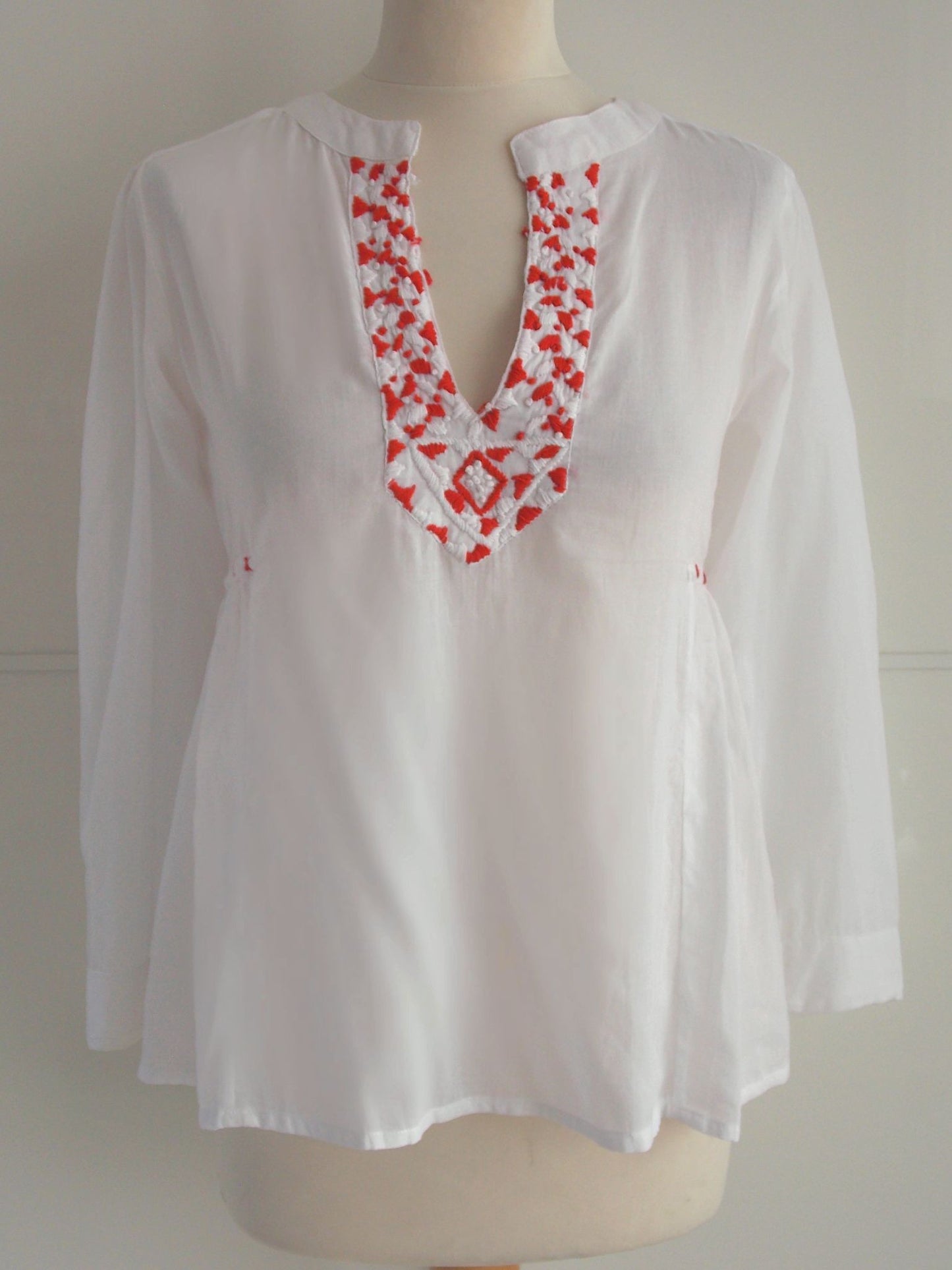 Red & White Embroidered Top - An Indian Summer
