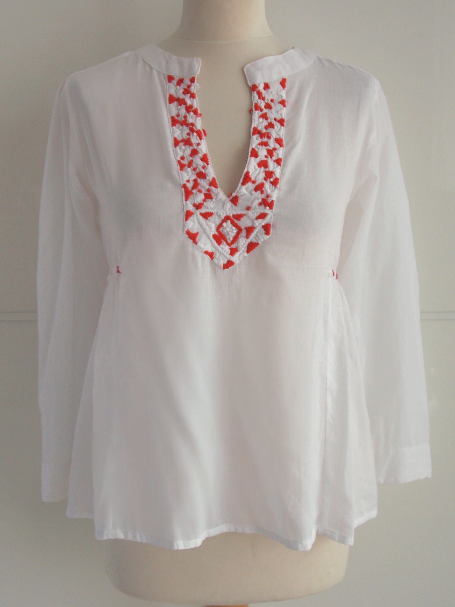 Red & White Embroidered Top - An Indian Summer