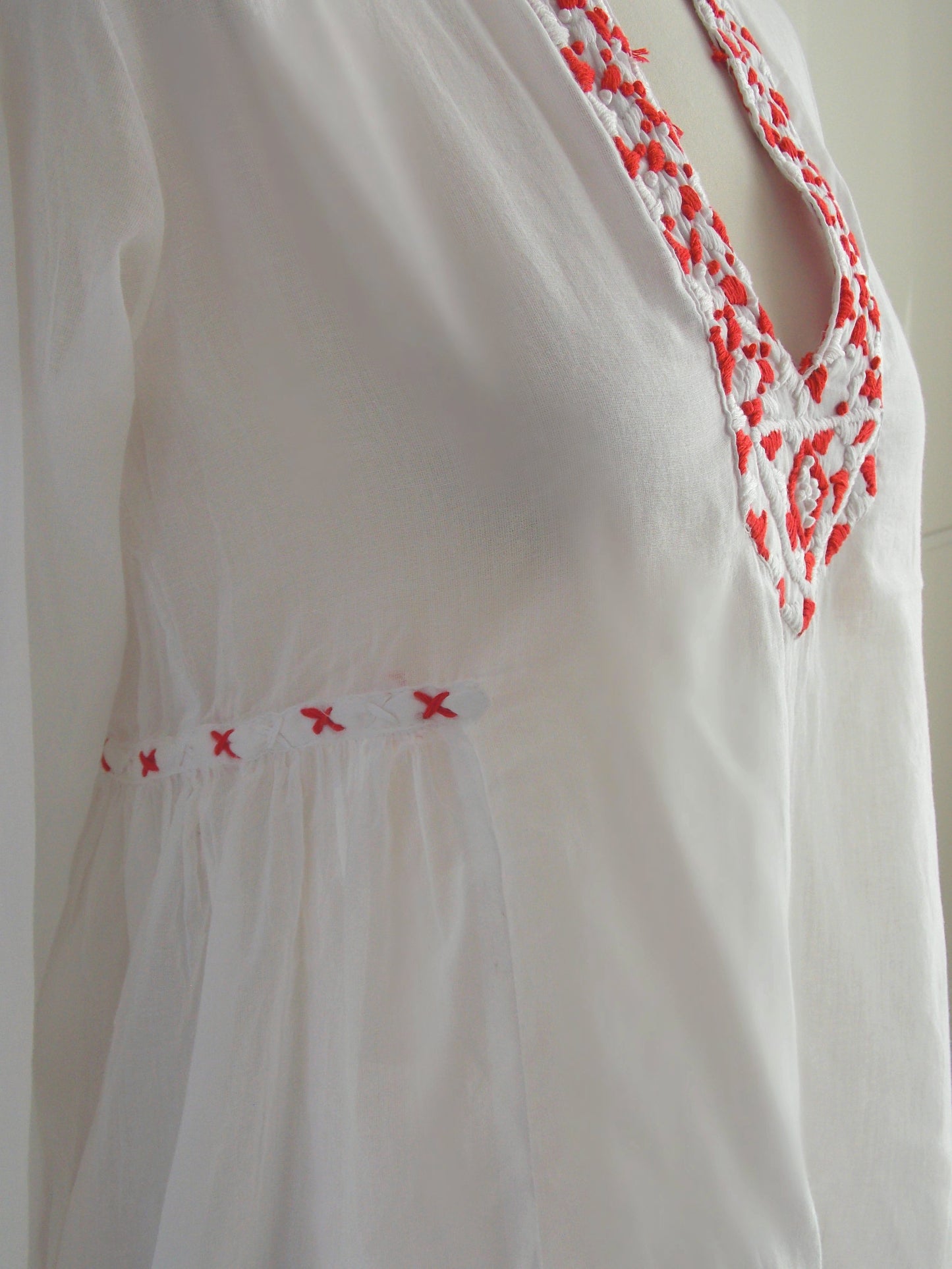 Red & White Embroidered Top - An Indian Summer