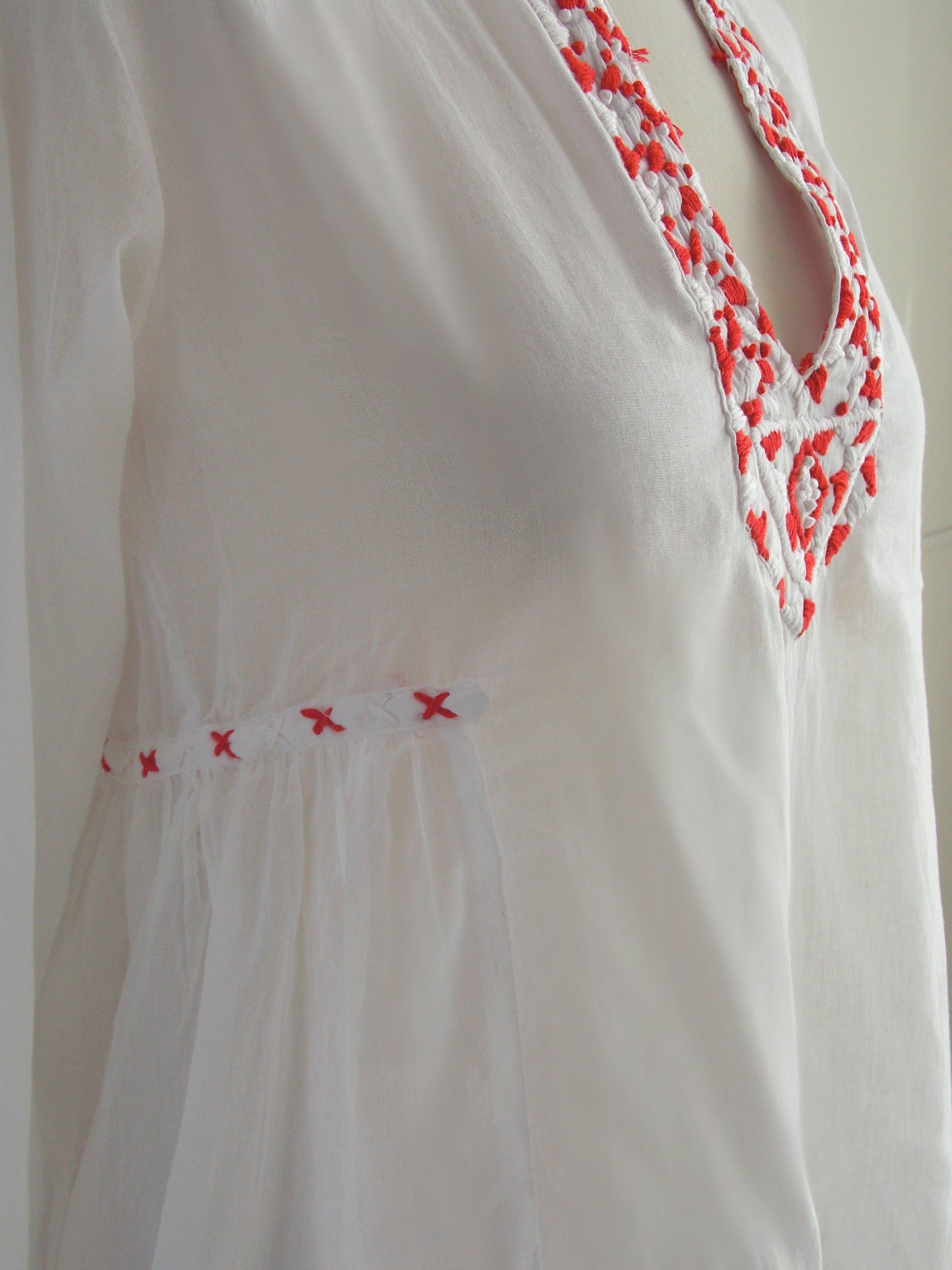 Red & White Embroidered Top - An Indian Summer