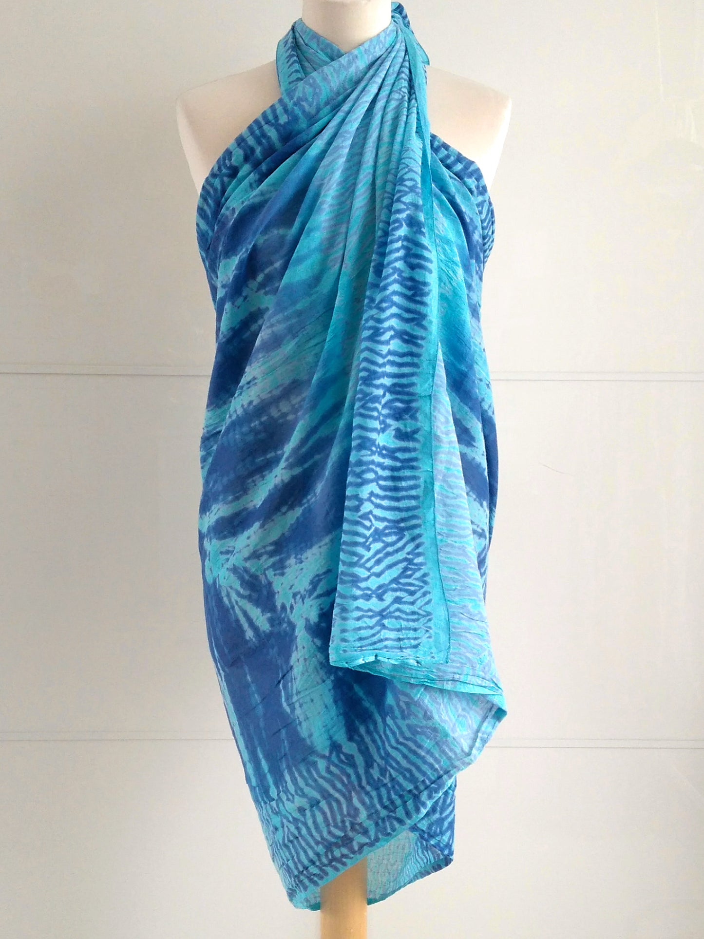 Shibori Sarong - Blue & Turquoise - An Indian Summer