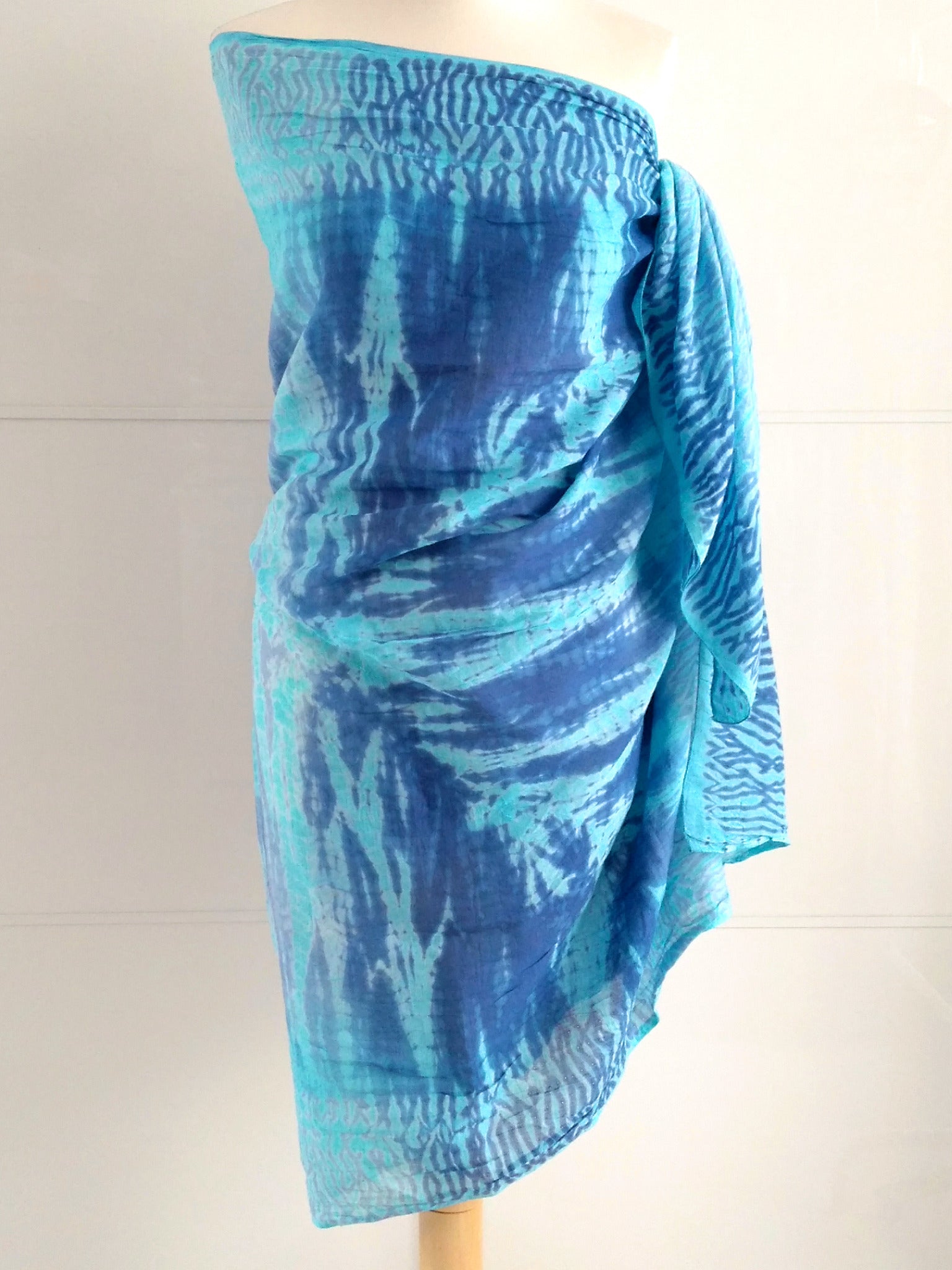 Shibori Sarong - Blue & Turquoise - An Indian Summer