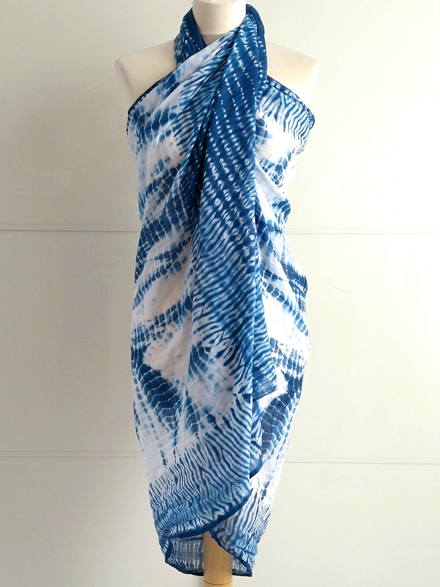 Shibori Sarong - Blue & White - An Indian Summer